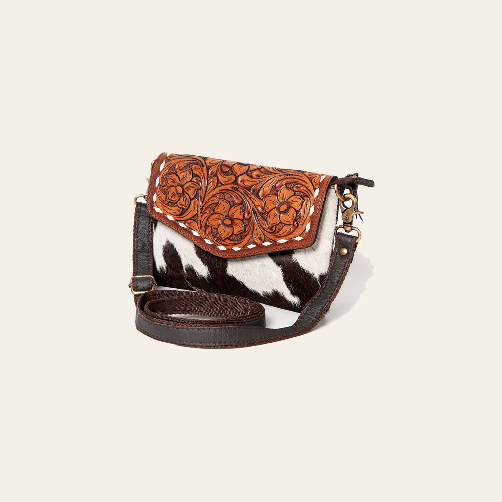 Ohlay Bags KBA108 Envelope Hand Tooled Hair-On Genuine Leather Women Bag Western Handbag Purse