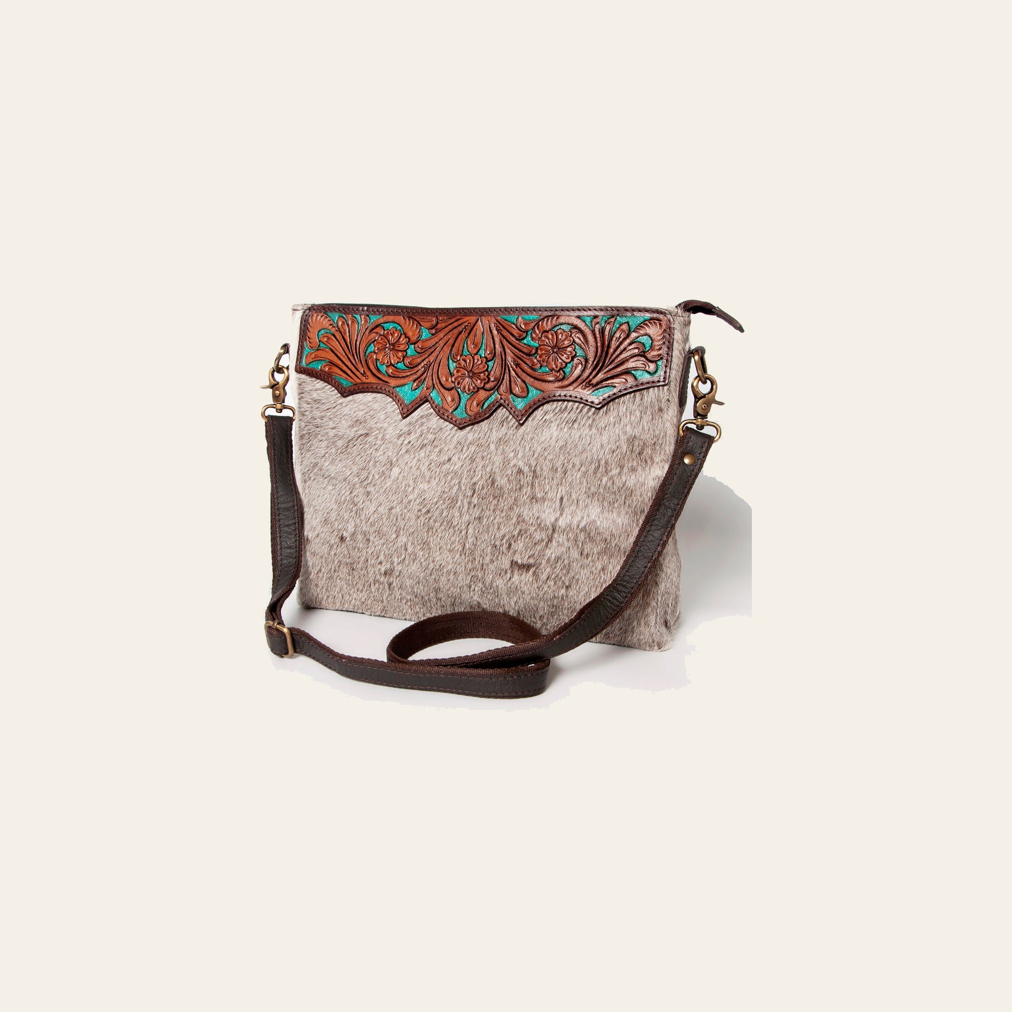 Ohlay Bags KBA112 Cross Body I Hand Tooled Hair-On Genuine Leather Women Bag Western Handbag Purse