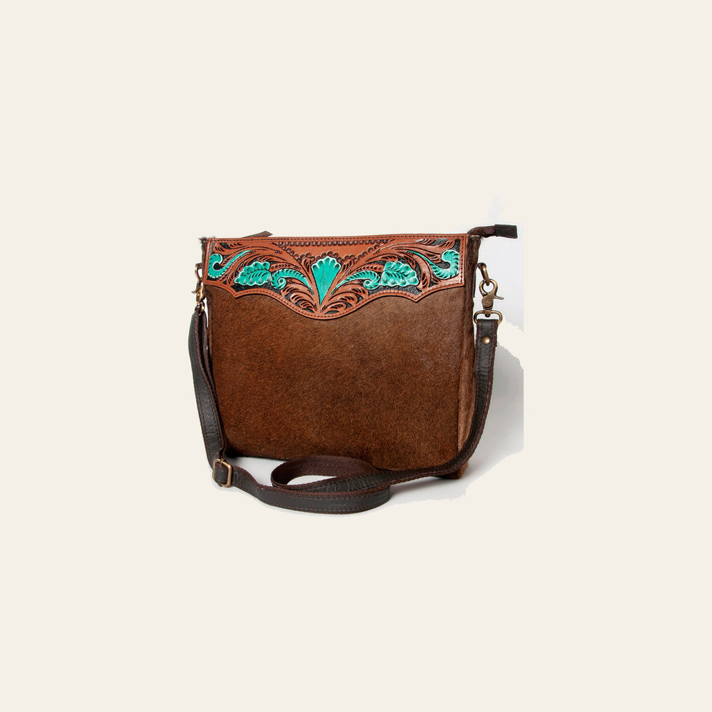 Ohlay Bags KBA113 Cross Body I Hand Tooled Hair-On Genuine Leather Women Bag Western Handbag Purse
