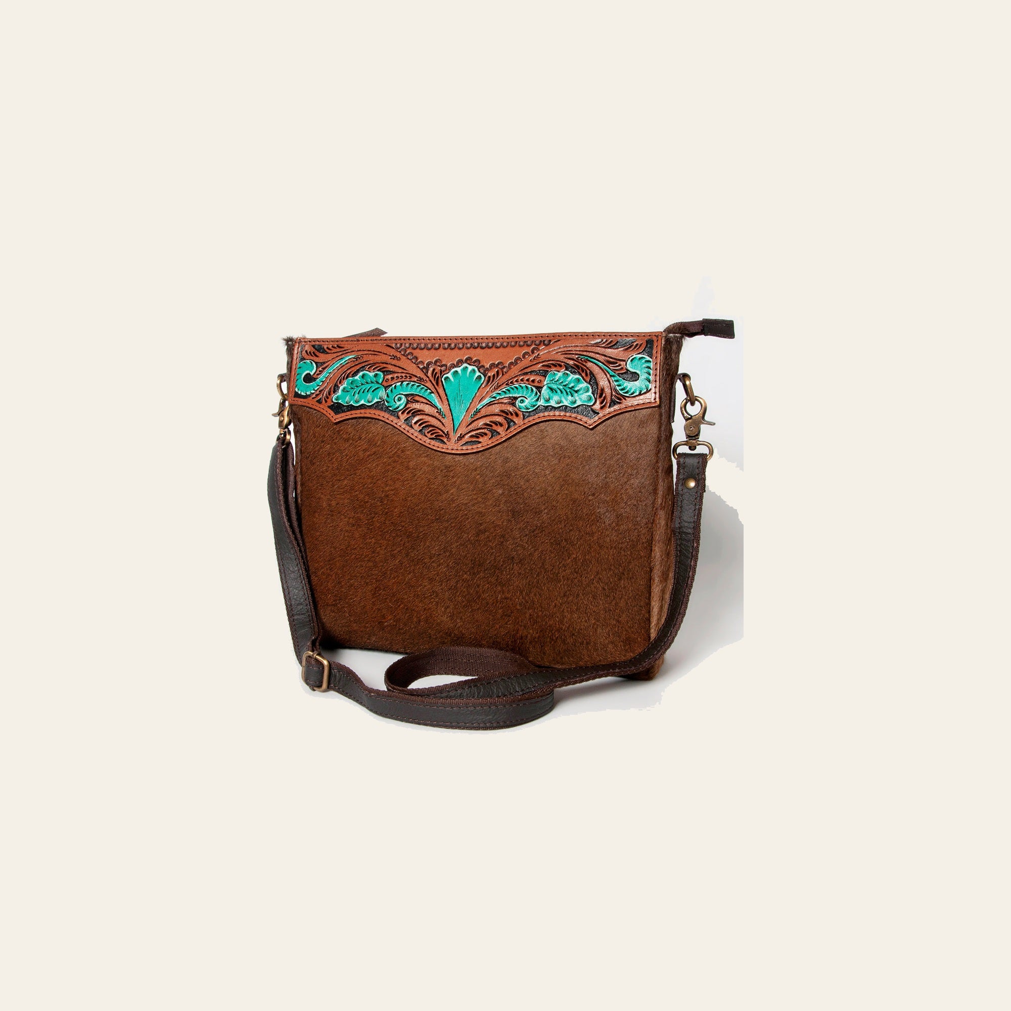 Ohlay Bags KBA113 Cross Body I Hand Tooled Hair-On Genuine Leather Women Bag Western Handbag Purse