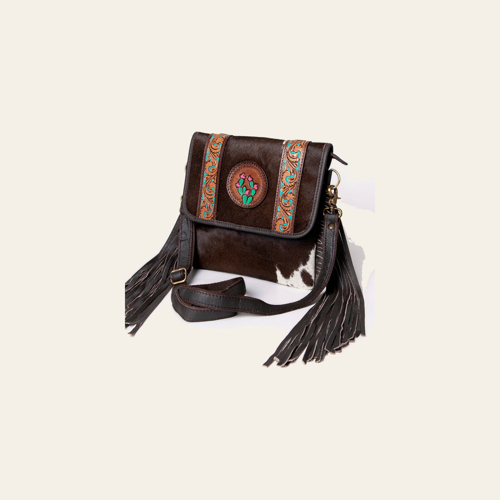 Ohlay Bags KBA126 Cross Body I Hand Tooled Hair-On Genuine Leather Women Bag Western Handbag Purse