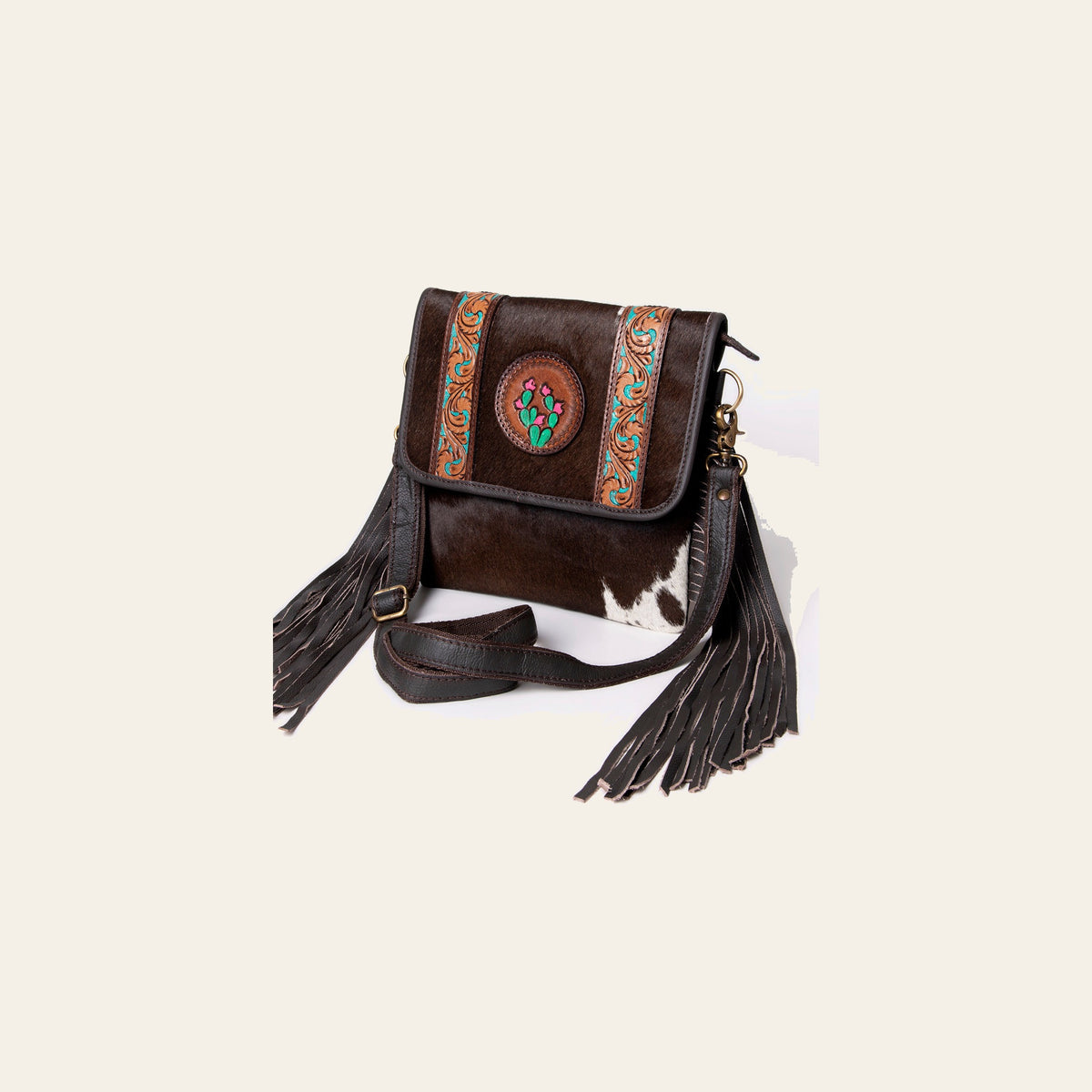 Ohlay Bags KBA126 Cross Body I Hand Tooled Hair-On Genuine Leather Women Bag Western Handbag Purse