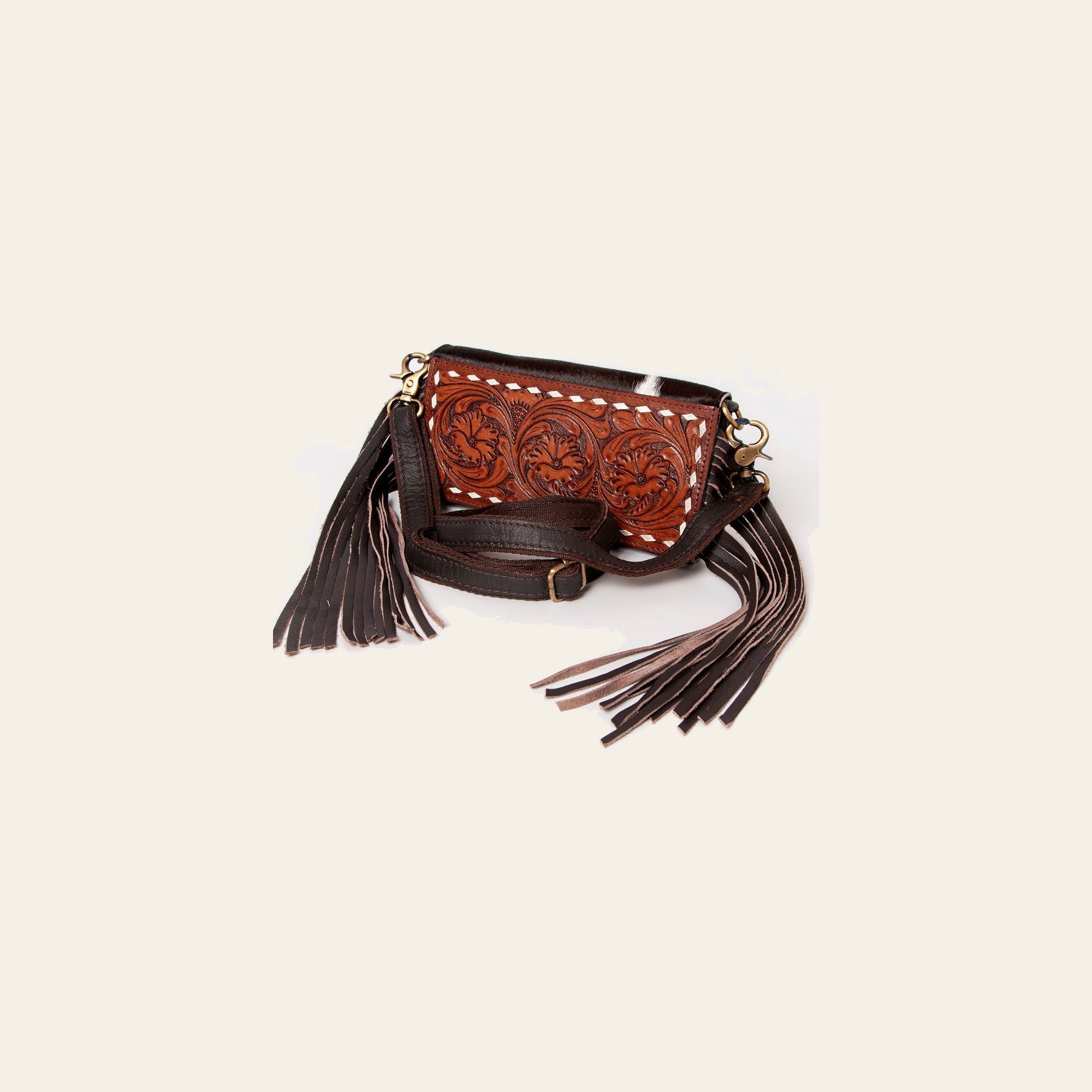 Ohlay Bags KBA128 Clutch Hand Tooled Hair-On Genuine Leather Women Bag Western Handbag Purse