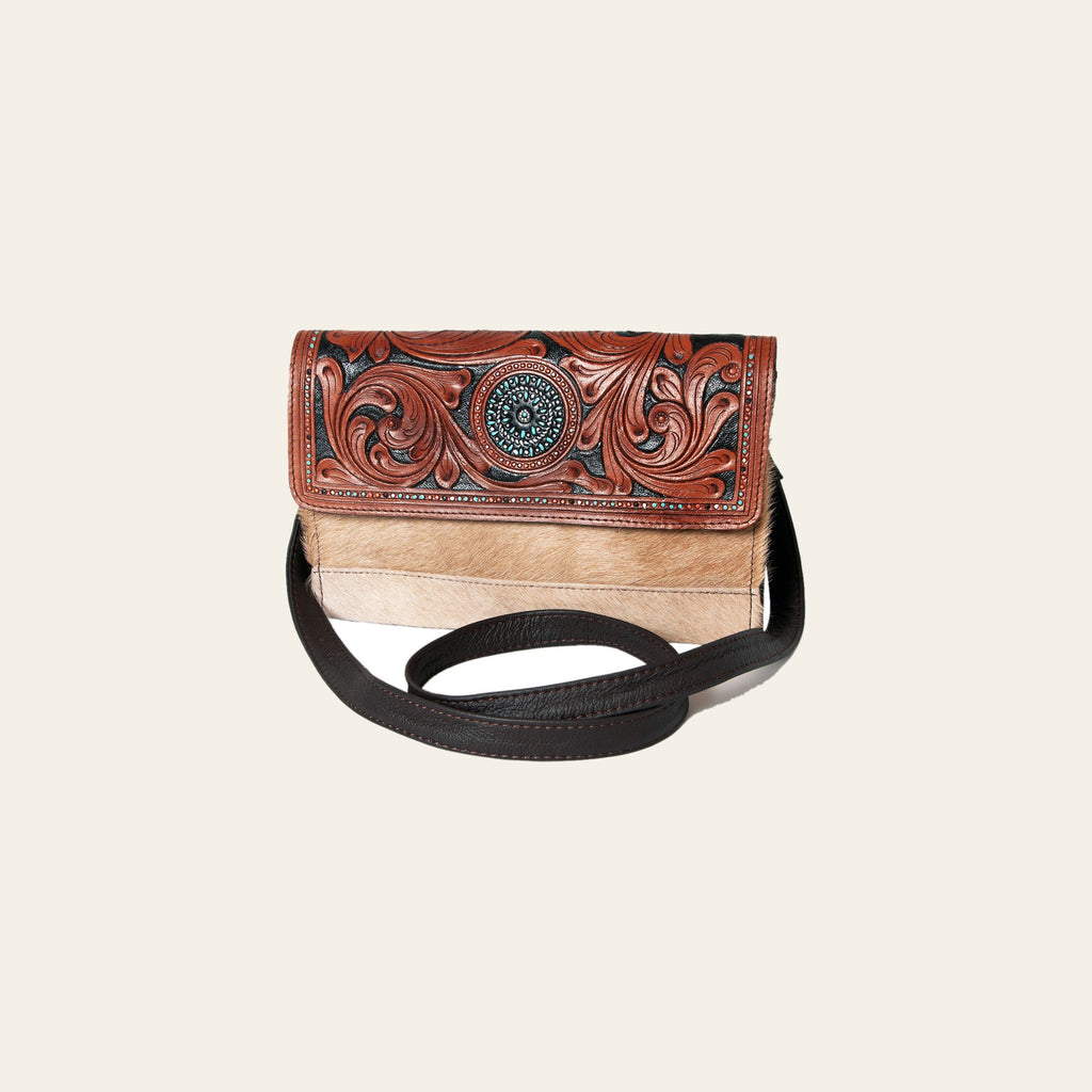 Ohlay Bags KBK108 Clutch Hand Tooled Hair-On Genuine Leather Women Bag Western Handbag Purse
