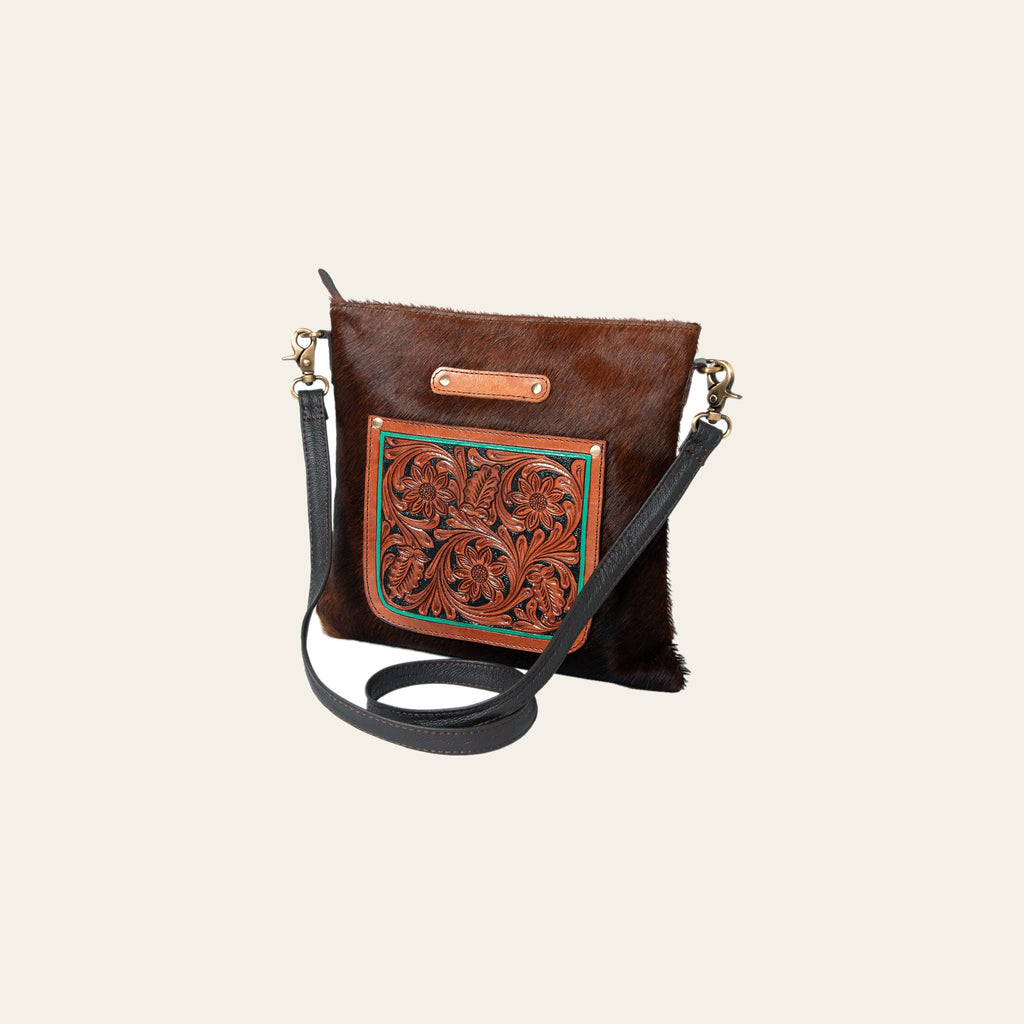 Ohlay Bags KBK109 Cross Body I Hand Tooled Hair-On Genuine Leather Women Bag Western Handbag Purse