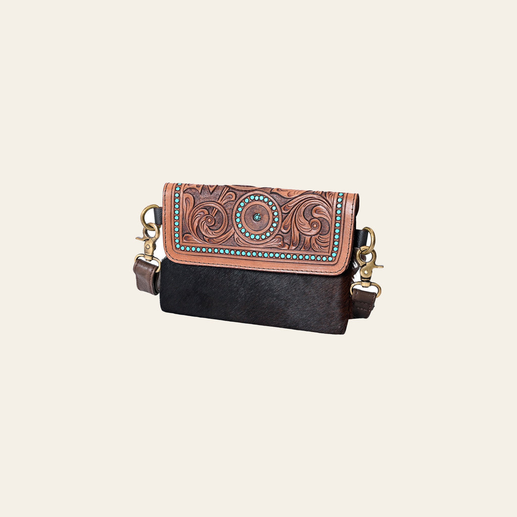 Ohlay Bags KBK113 Clutch Hand Tooled Hair-On Genuine Leather Women Bag Western Handbag Purse