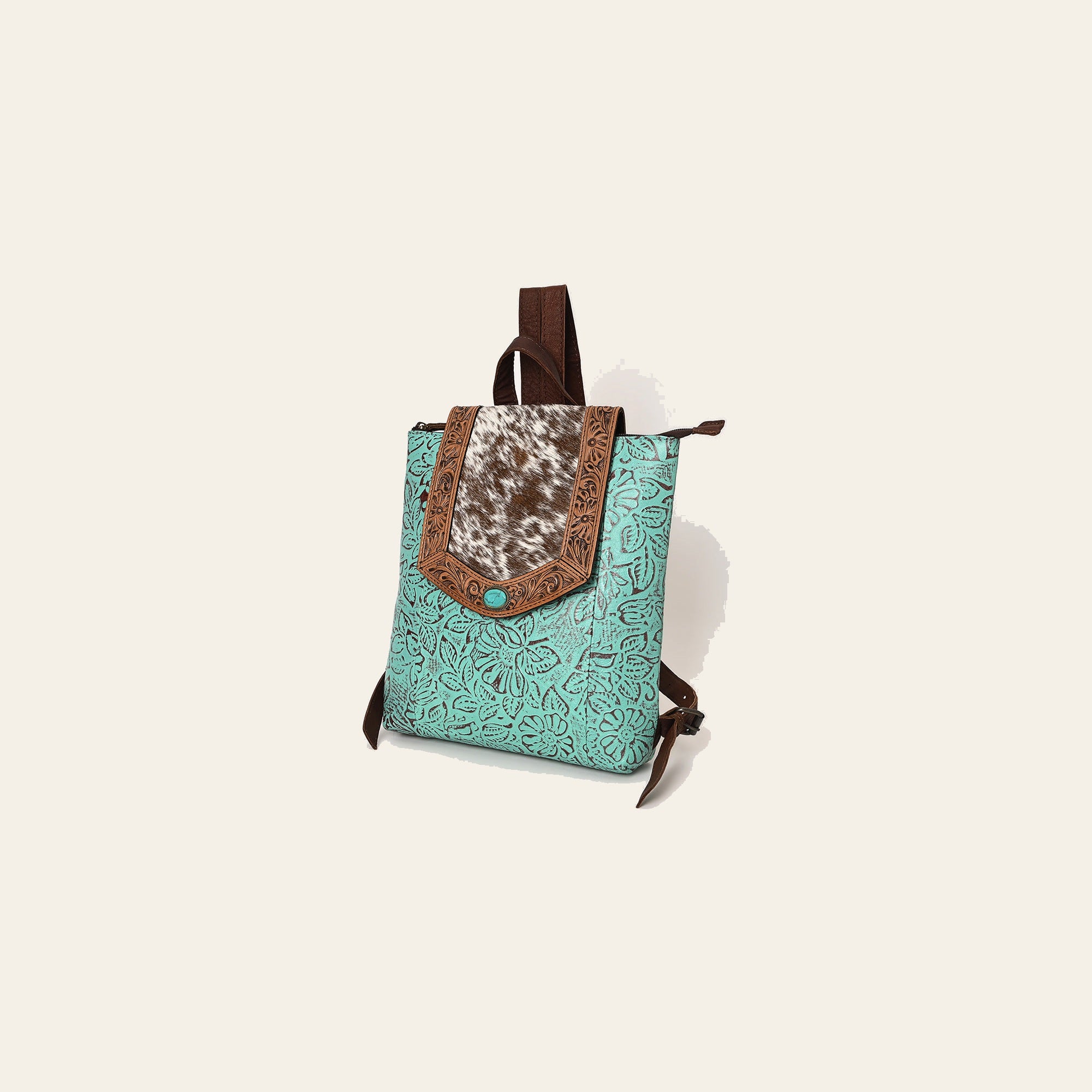 Ohlay Bags OHG176 Backpack Hand Tooled Embossed Hair-On Genuine Leather Women Bag Western Handbag Purse