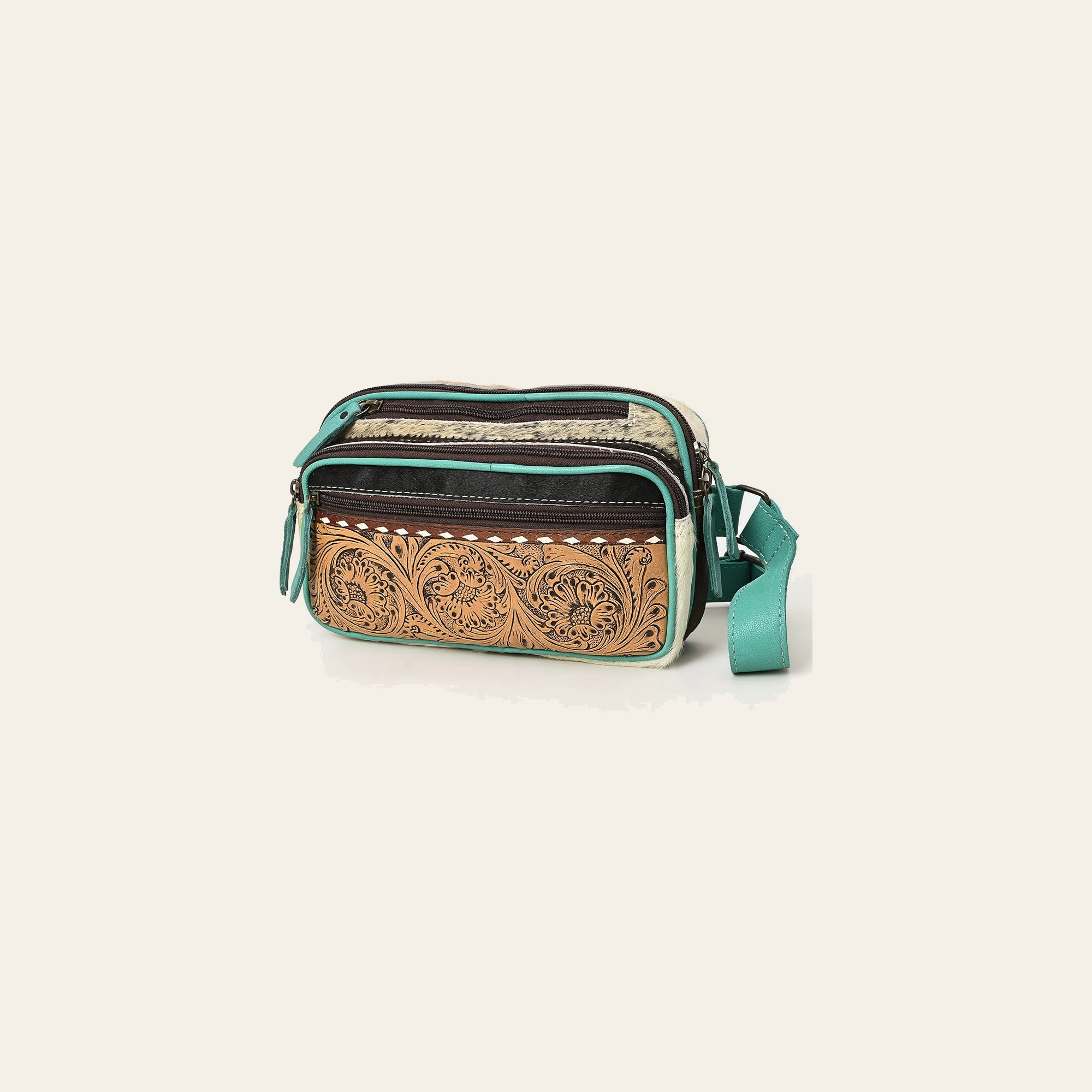 Ohlay Bags OHG183C Fanny Pack Hand Tooled Hair-On Genuine Leather Women Bag Western Handbag Purse