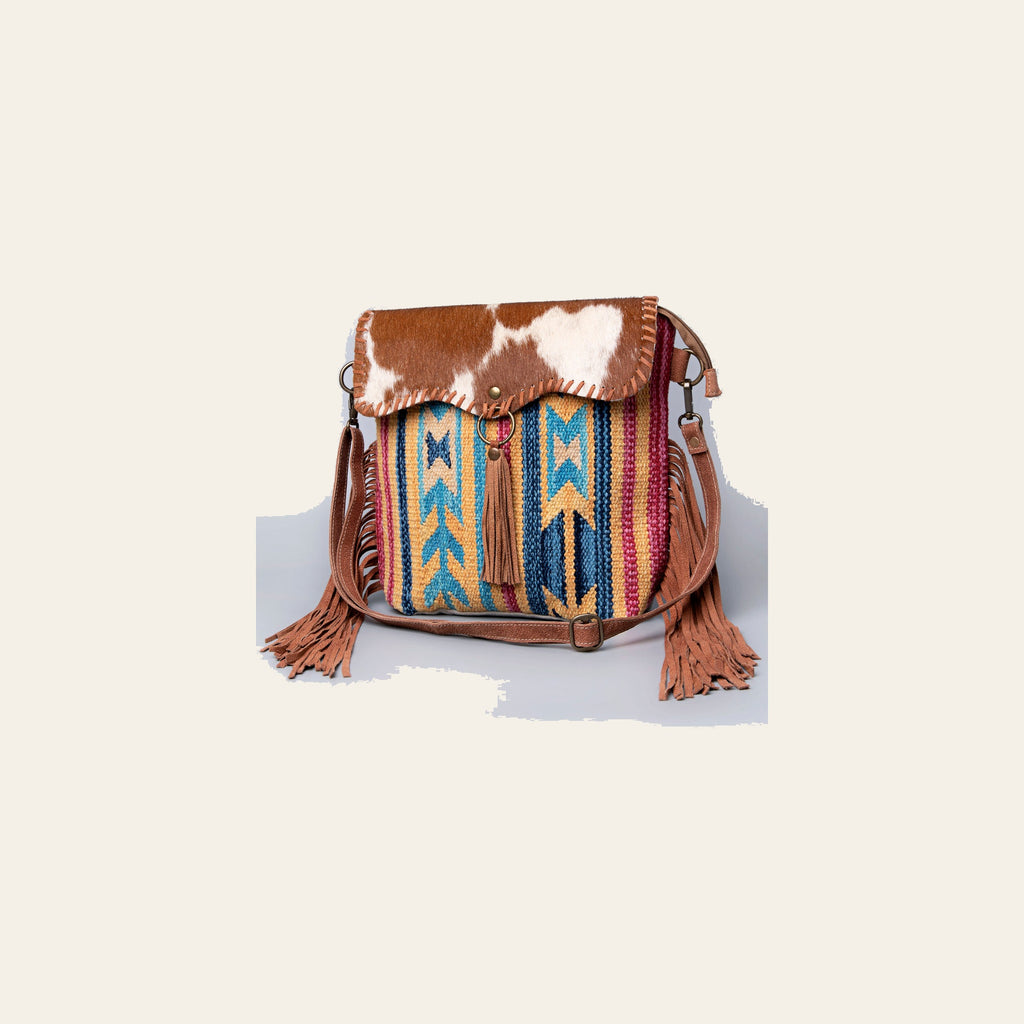 Ohlay Bags OHV120 Cross Body Ii Upcycled Wool Canvas Hair-On Genuine Leather Women Bag Western Handbag Purse