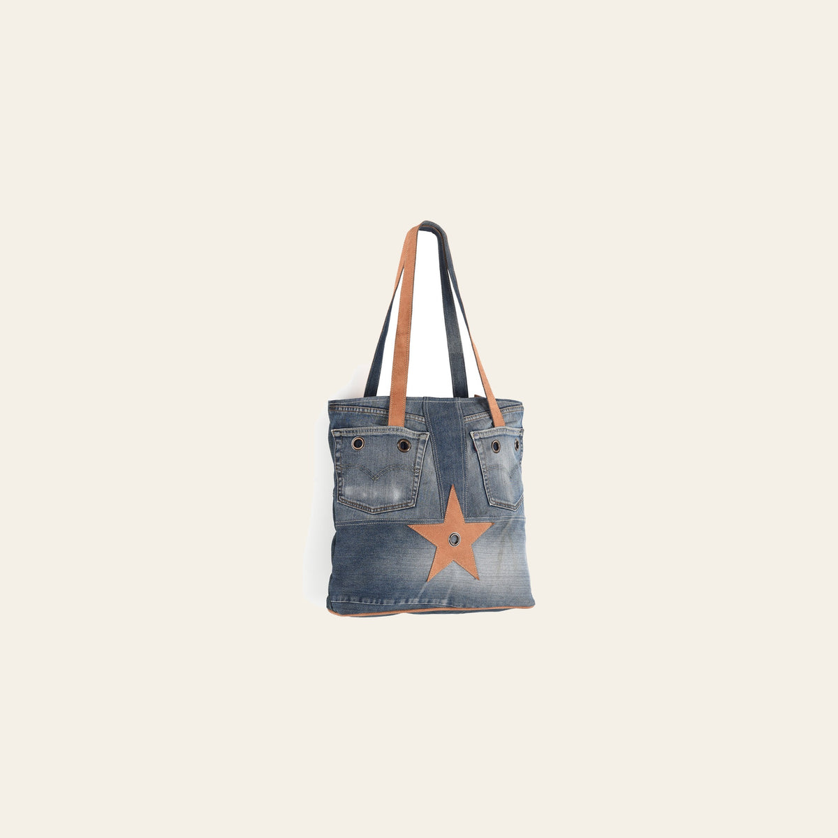 Ohlay Bags OHV135 Tote 100% Cotton Demin Genuine Leather Women Bag Western Handbag Purse