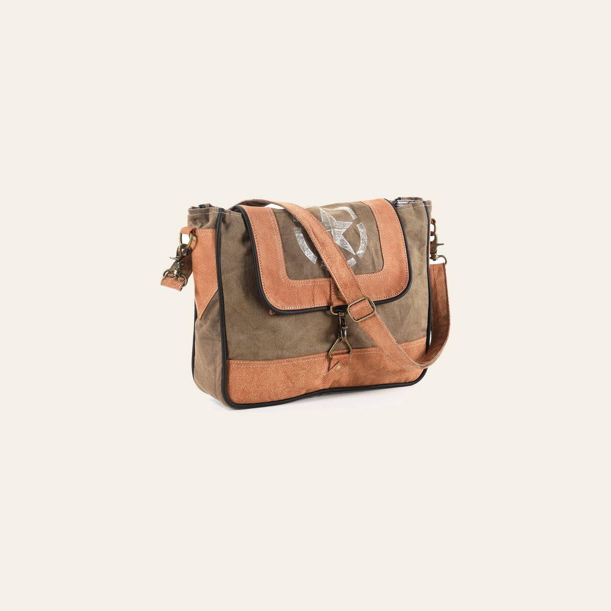 Ohlay Bags OHV160 Cross Body I Upcycled Canvas Genuine Leather Women Bag Western Handbag Purse