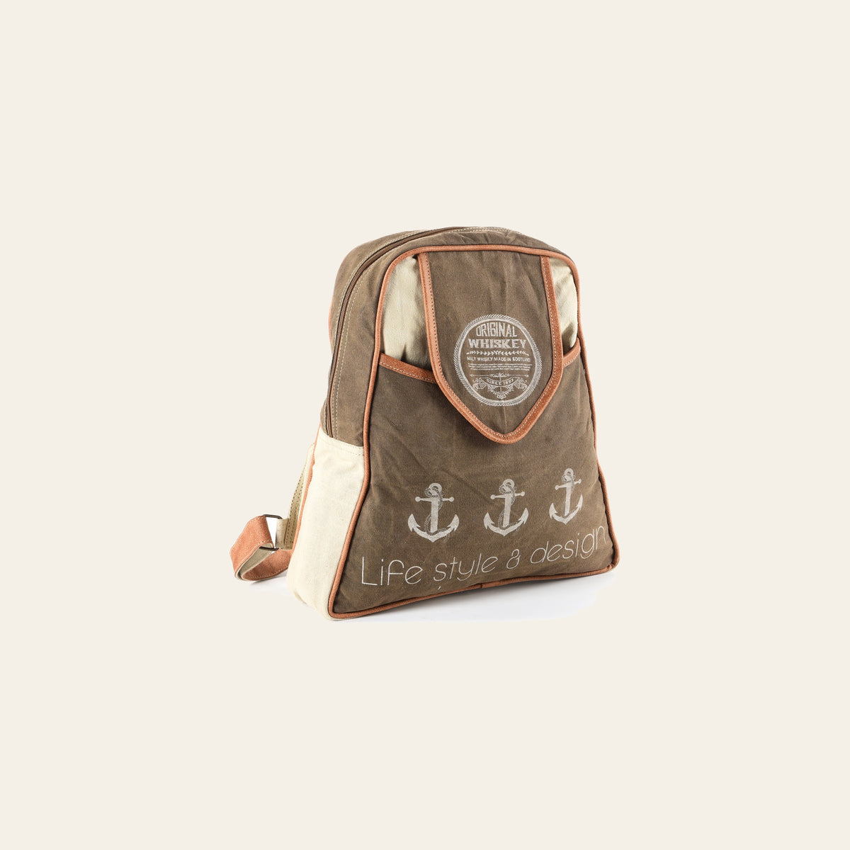 Ohlay Bags OHV164 Backpack Upcycled Canvas Genuine Leather Women Bag Western Handbag Purse
