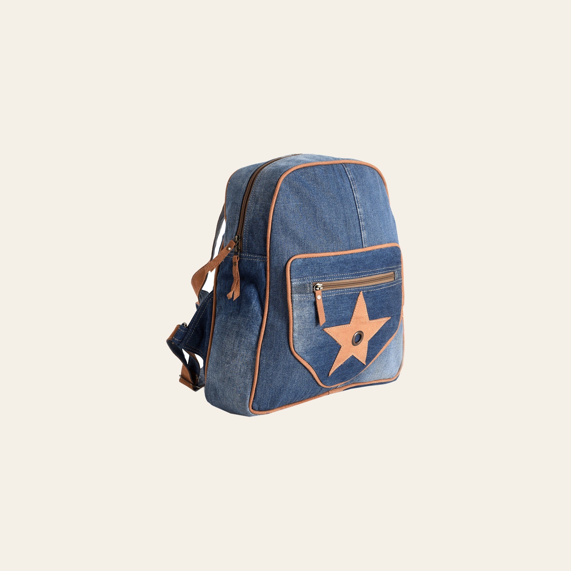 Ohlay Bags OHV171 Backpack 100% Cotton Demin Genuine Leather Women Bag Western Handbag Purse