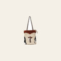 Ohlay Bags OHV191 Tote Hand Tooled Upcycled Canvas Hair-On Genuine Leather Women Bag Western Handbag Purse