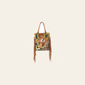 Ohlay Bags OHV195 Tote Hand Tooled Upcycled Wool Canvas Hair-On Genuine Leather Women Bag Western Handbag Purse