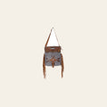 Ohlay Bags OHV205 Clutch Hand Tooled Upcycled Wool Canvas Embossed Genuine Leather Women Bag Western Handbag Purse