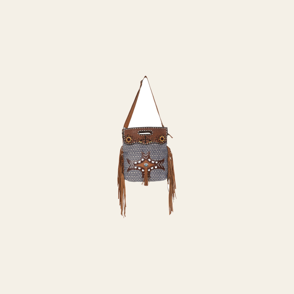 Ohlay Bags OHV205 Clutch Hand Tooled Upcycled Wool Canvas Embossed Genuine Leather Women Bag Western Handbag Purse