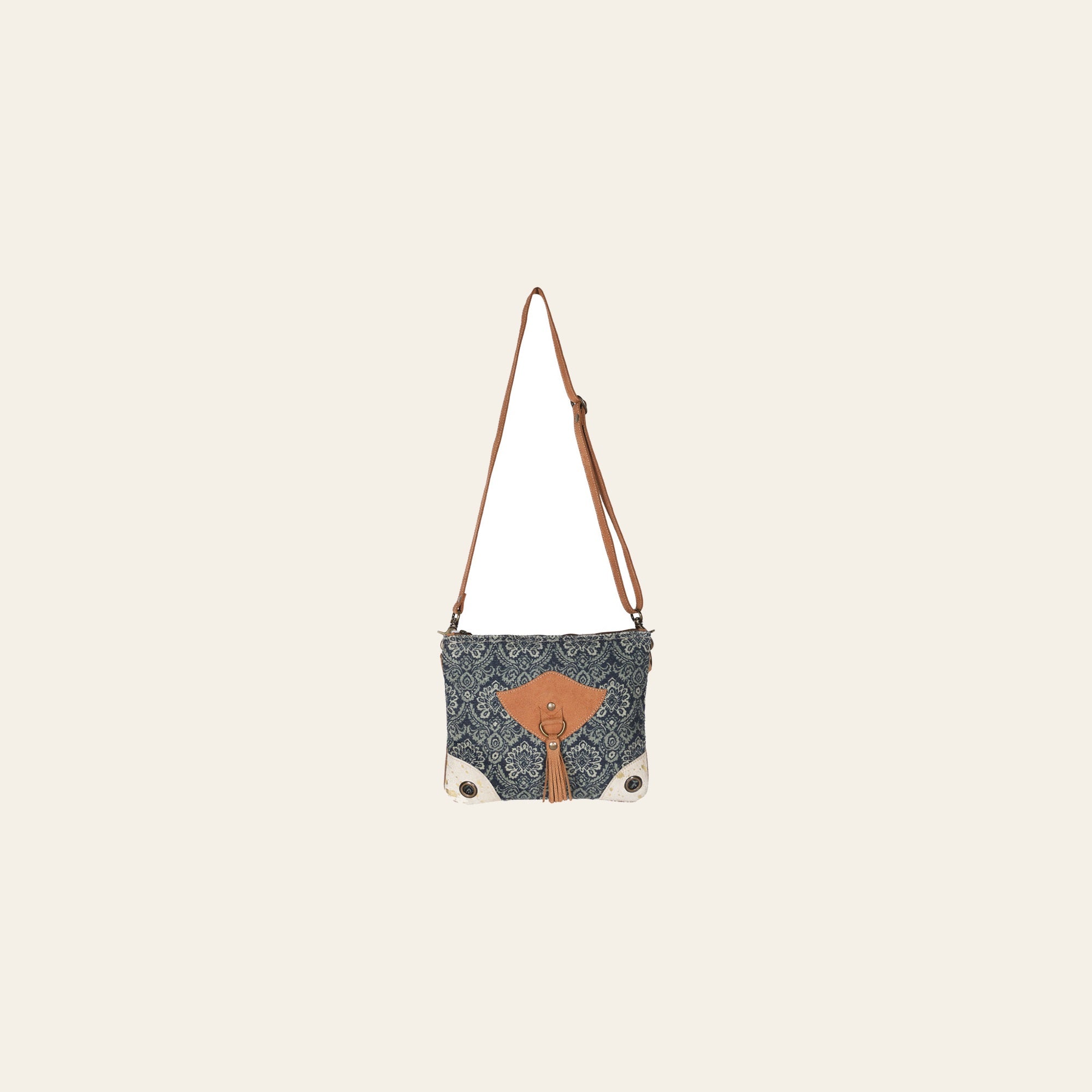 Ohlay Bags OHV219 Cross Body Ii Upcycled Canvas Hair-On Genuine Leather Women Bag Western Handbag Purse