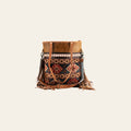 Ohlay Bags OHV230 Tote Upcycled Wool Embossed Genuine Leather Women Bag Western Handbag Purse
