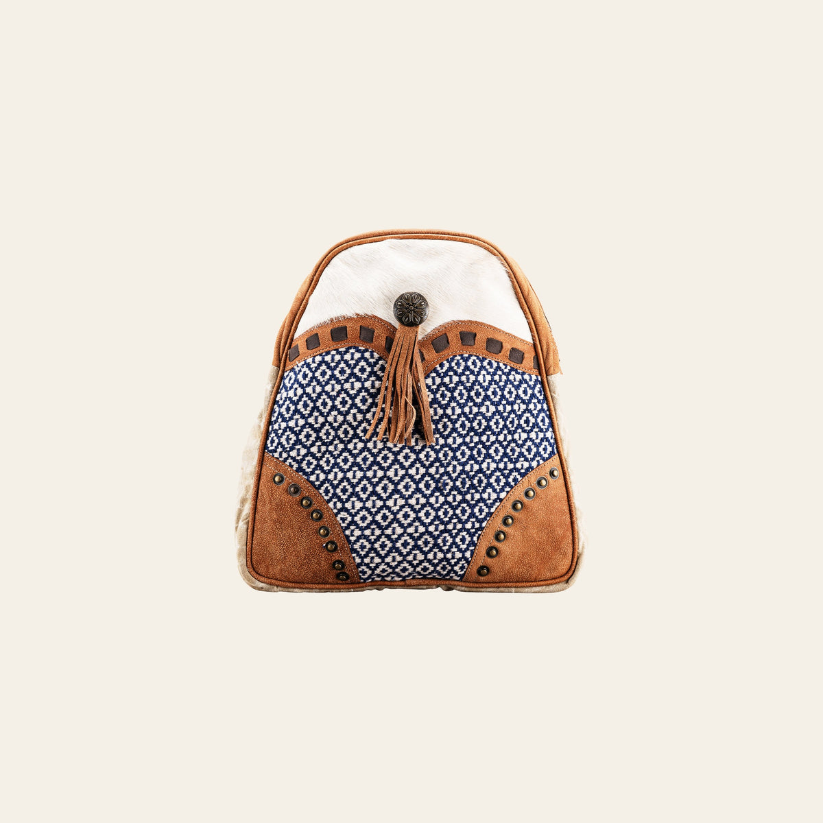 Ohlay Bags OHV237 Backpack Upcycled Wool Canvas Hair-On Genuine Leather Women Bag Western Handbag Purse