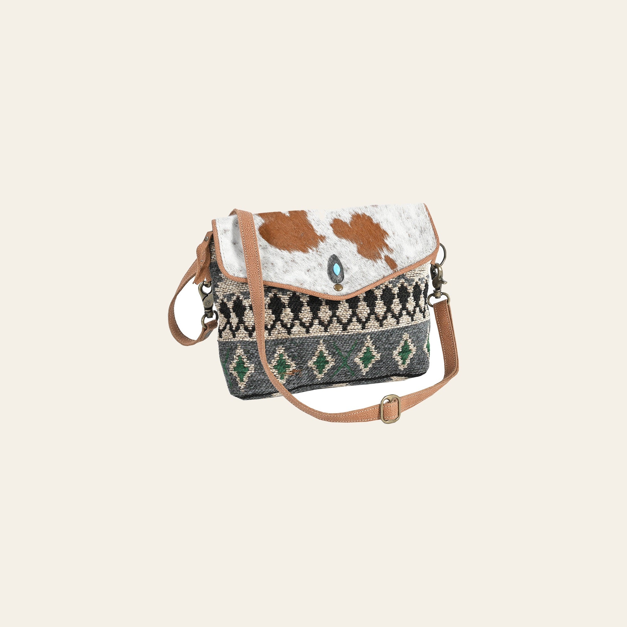 Ohlay Bags OHV319 Envelope Upcycled Wool Hair-On Genuine Leather Women Bag Western Handbag Purse