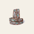 OHLAY Beautifully hand tooled Genuine American Leather Belt Men and Women Painted