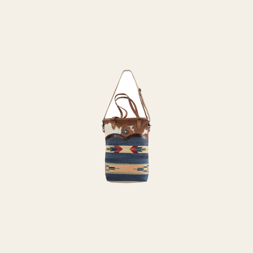 OHLAY KB160 TOTE Hand Tooled Upcycled Wool Canvas Hair-on Genuine Leather women bag western handbag purse