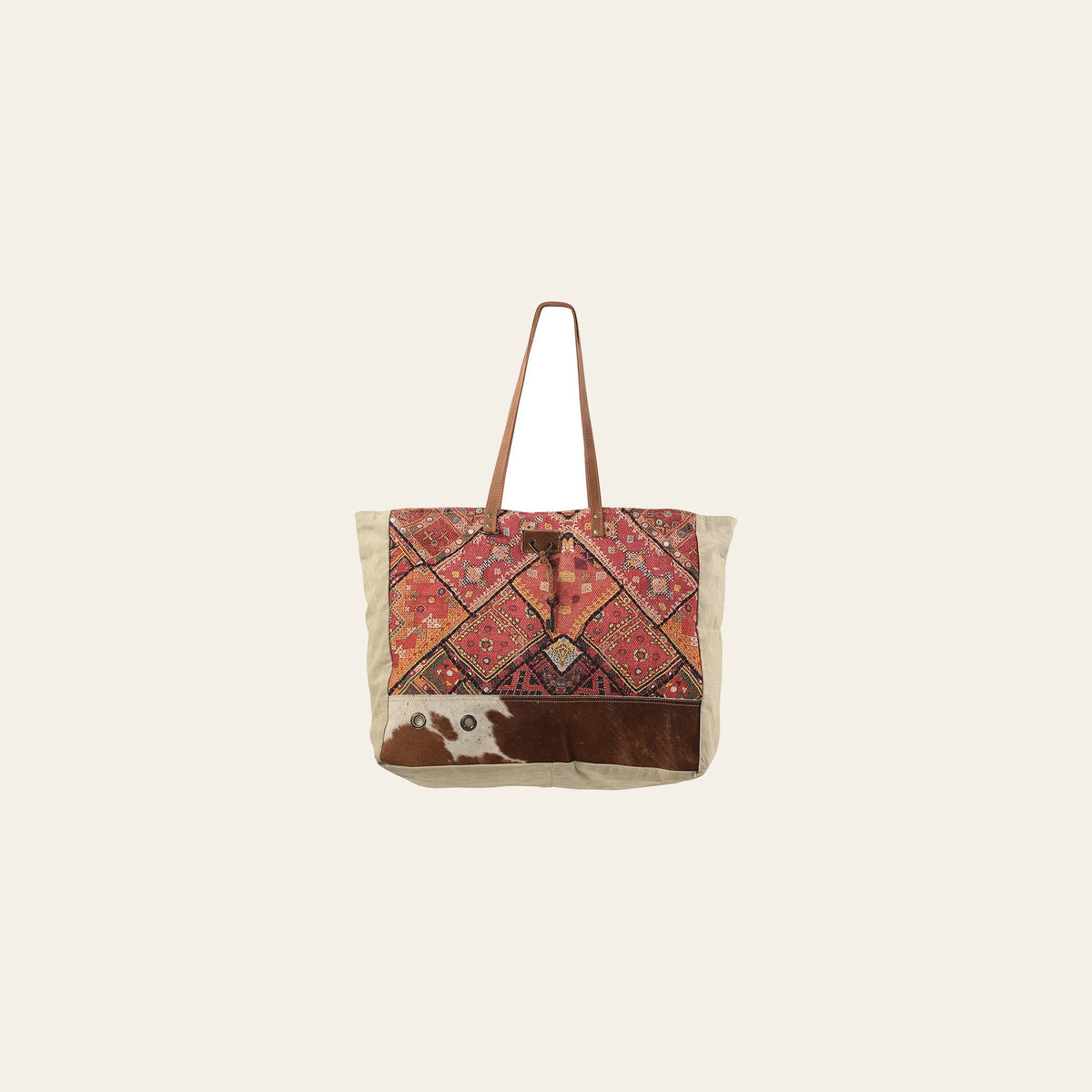 OHLAY KB168 TOTE Upcycled Wool Canvas Hair-on Genuine Leather women bag western handbag purse