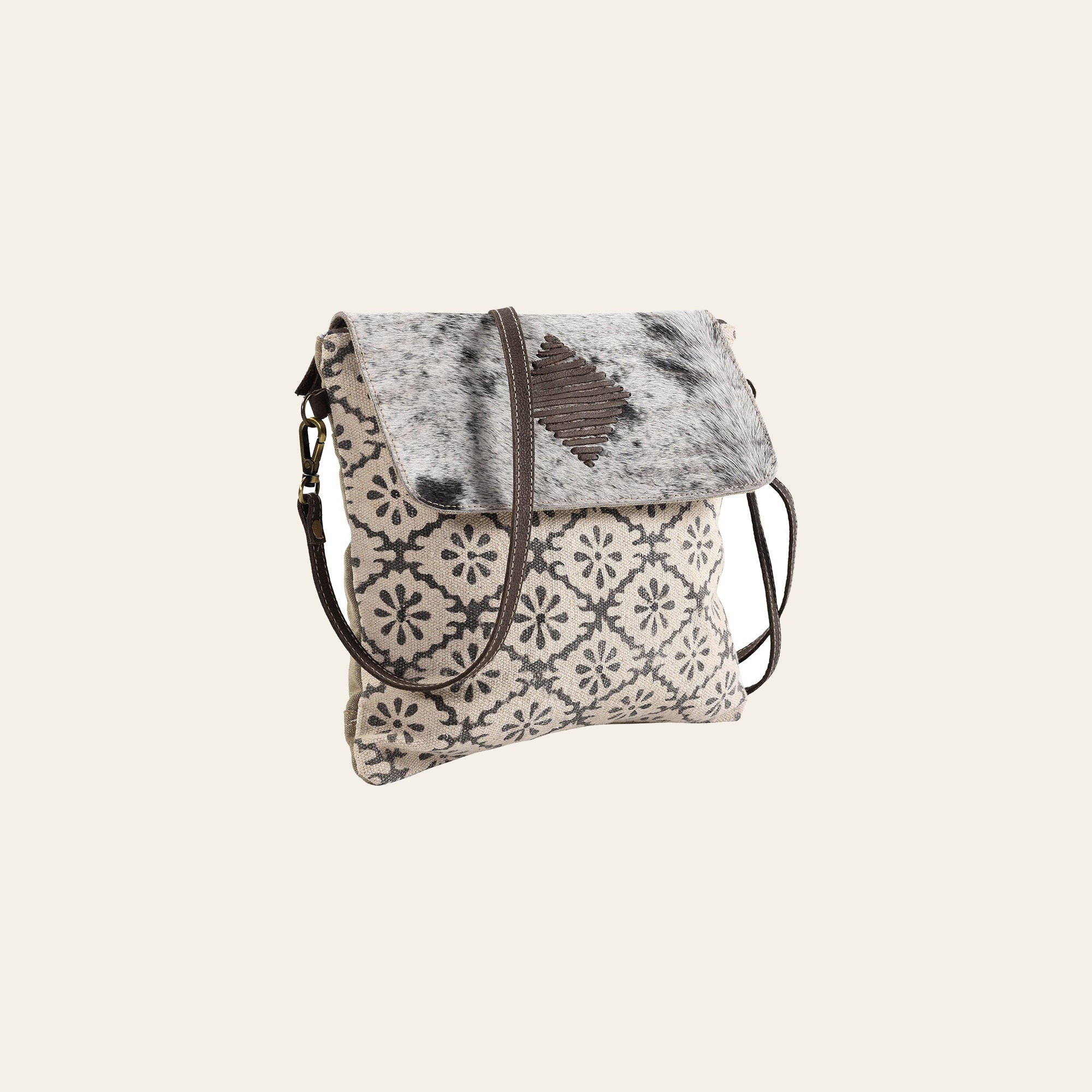 OHLAY Backpack Upcycled Canvas Hair-On Genuine Leather Women Bag Western Handbag Purse Womens Handbags Belt for Purses Summer