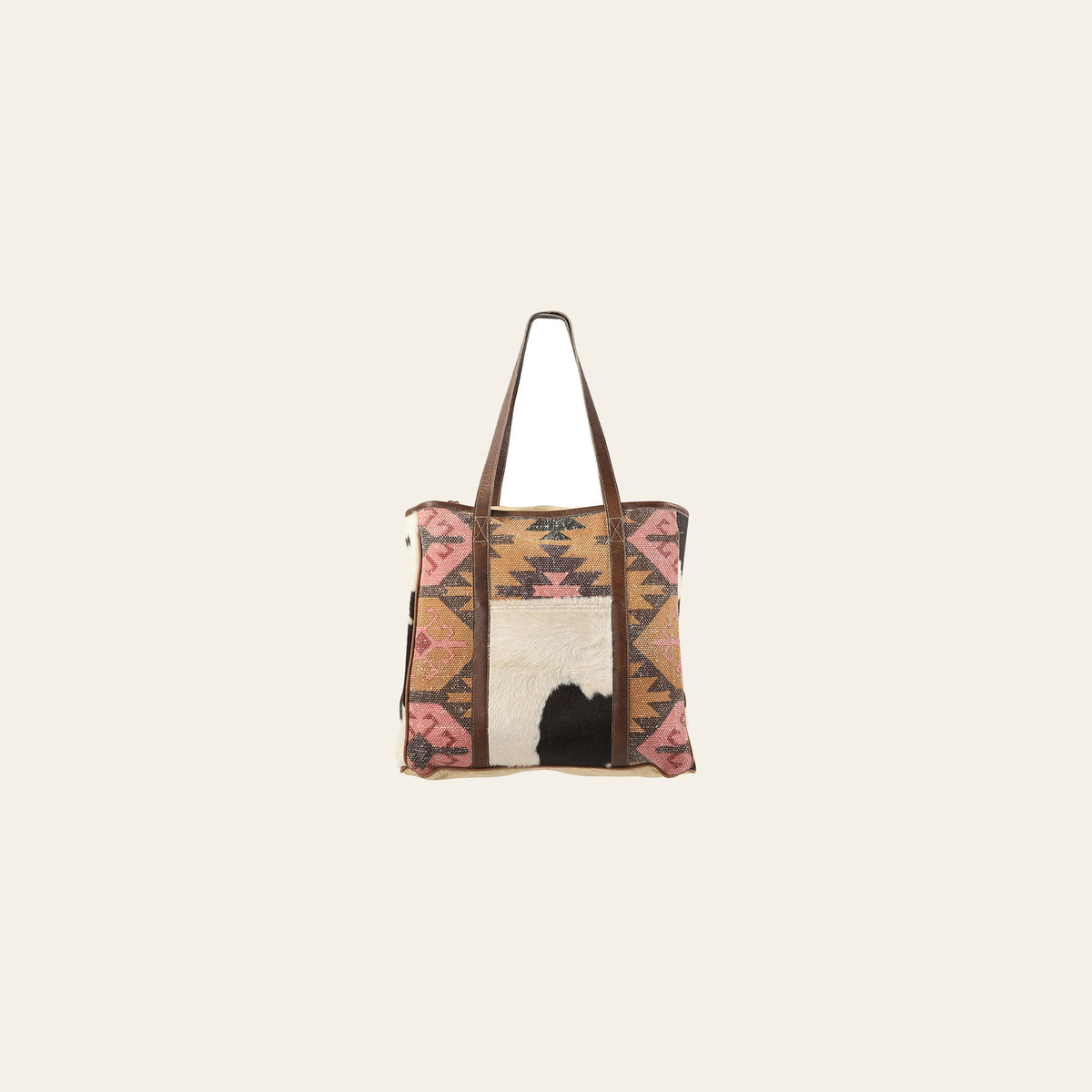 OHLAY KB221 TOTE Upcycled Wool Canvas Hair-on Genuine Leather women bag western handbag purse