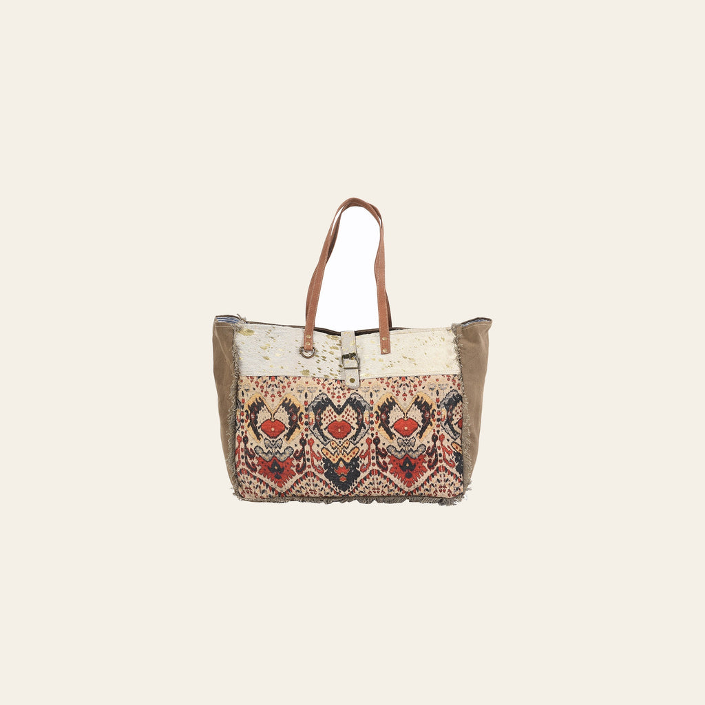 OHLAY KB229 TOTE Upcycled Wool Canvas Hair-on Genuine Leather women bag western handbag purse