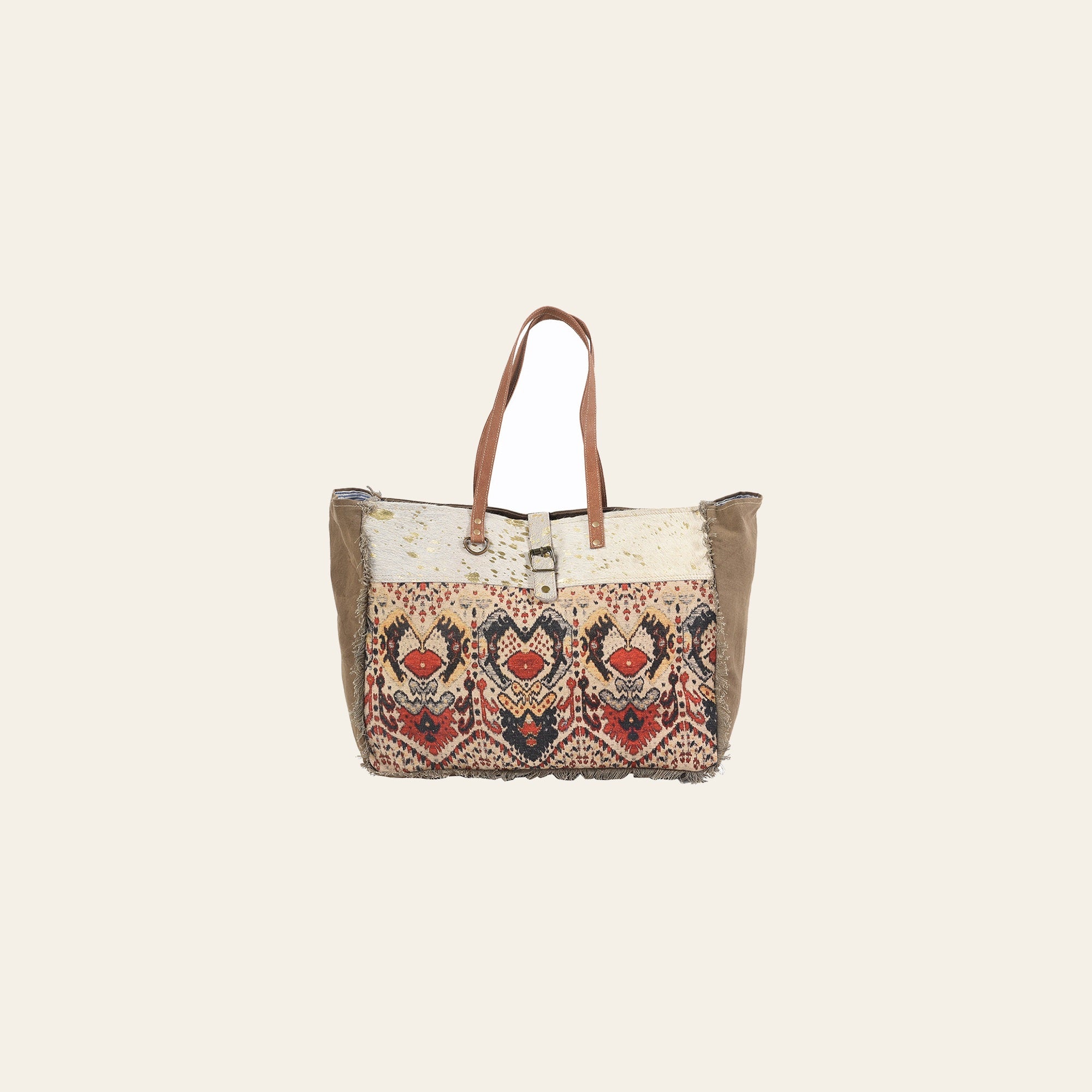 OHLAY KB229 TOTE Upcycled Wool Canvas Hair-on Genuine Leather women bag western handbag purse