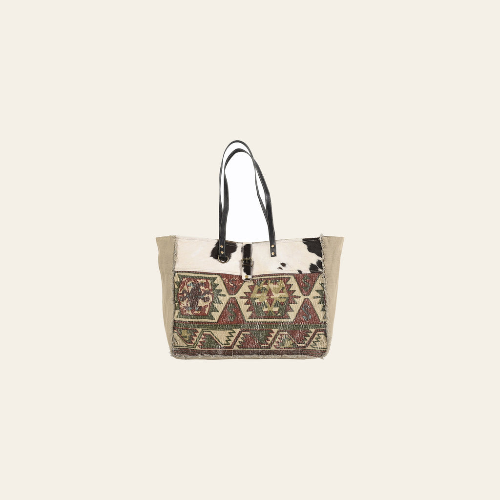 OHLAY KB230 TOTE Upcycled Wool Canvas Hair-on Genuine Leather women bag western handbag purse