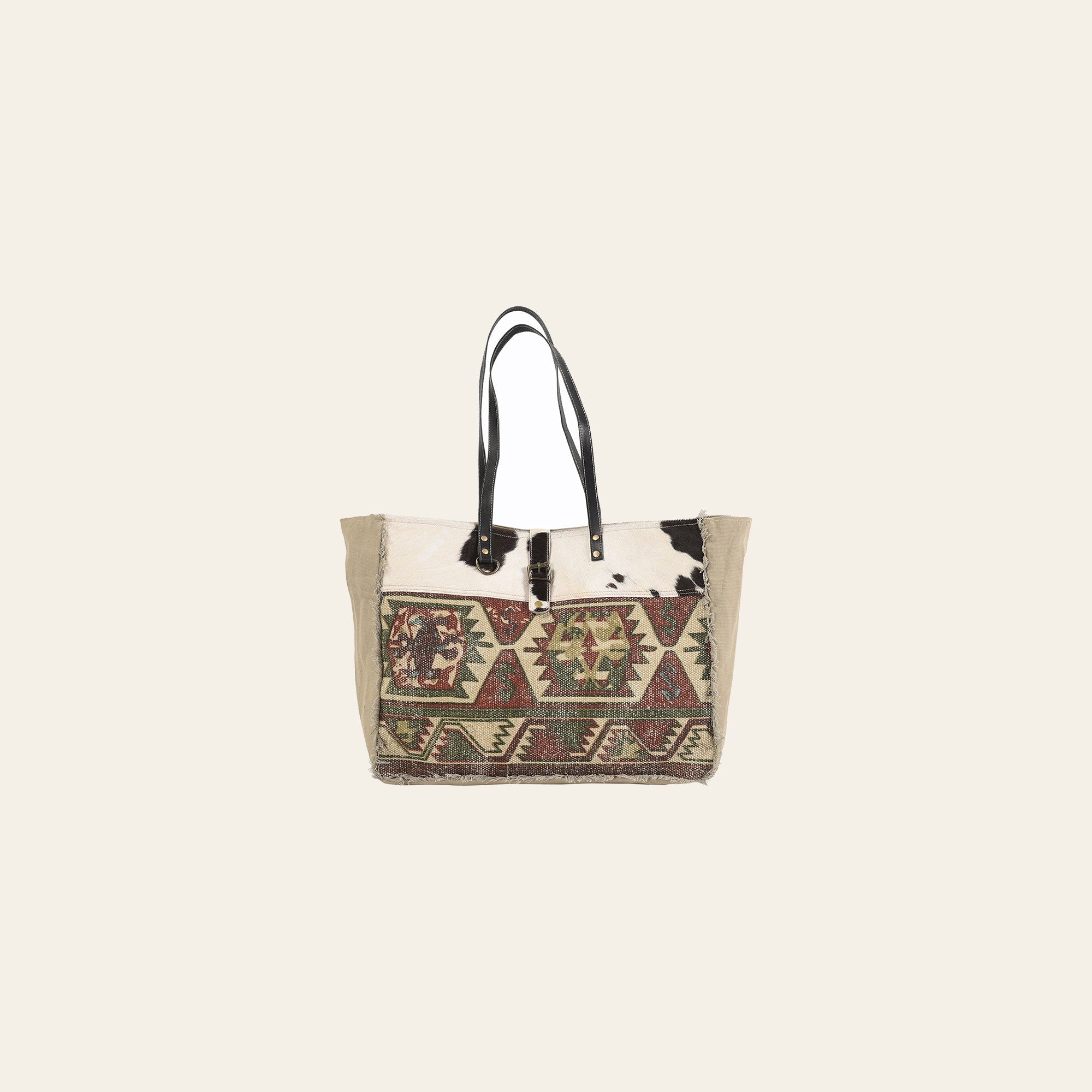 OHLAY KB230 TOTE Upcycled Wool Canvas Hair-on Genuine Leather women bag western handbag purse