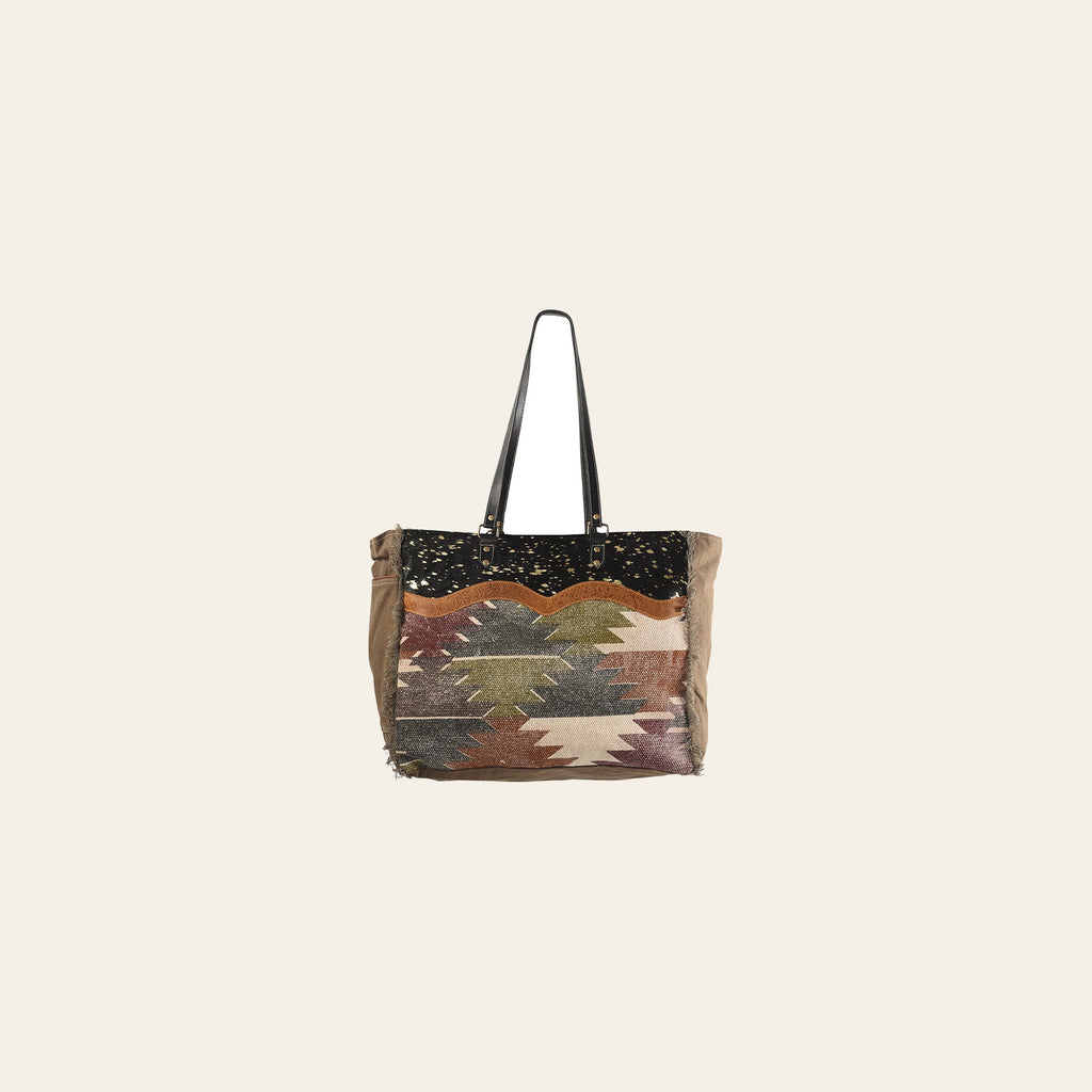OHLAY KB233 TOTE Upcycled Wool Canvas Embossed Hair-on Genuine Leather women bag western handbag purse