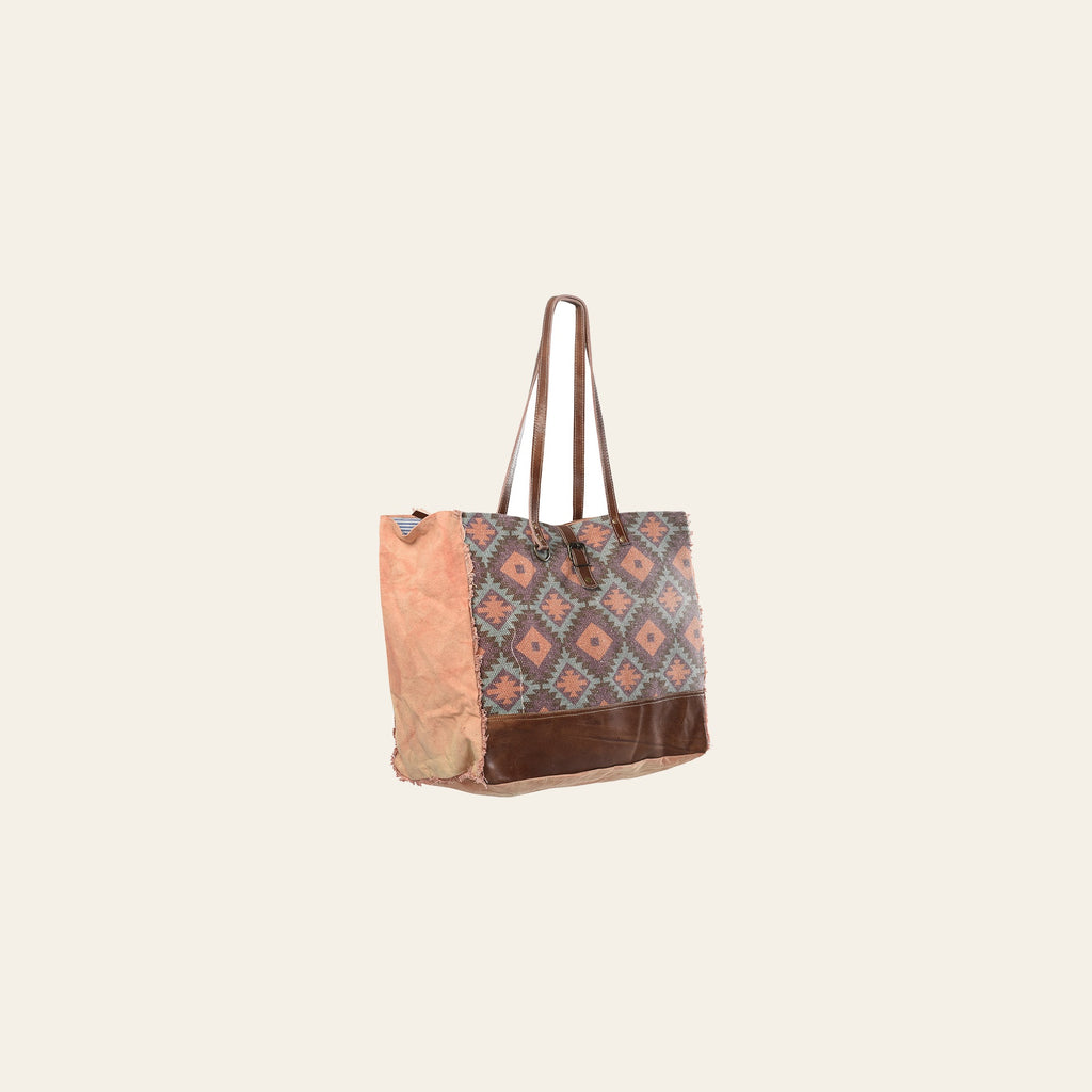 OHLAY KB234 TOTE Upcycled Wool Canvas Genuine Leather women bag western handbag purse