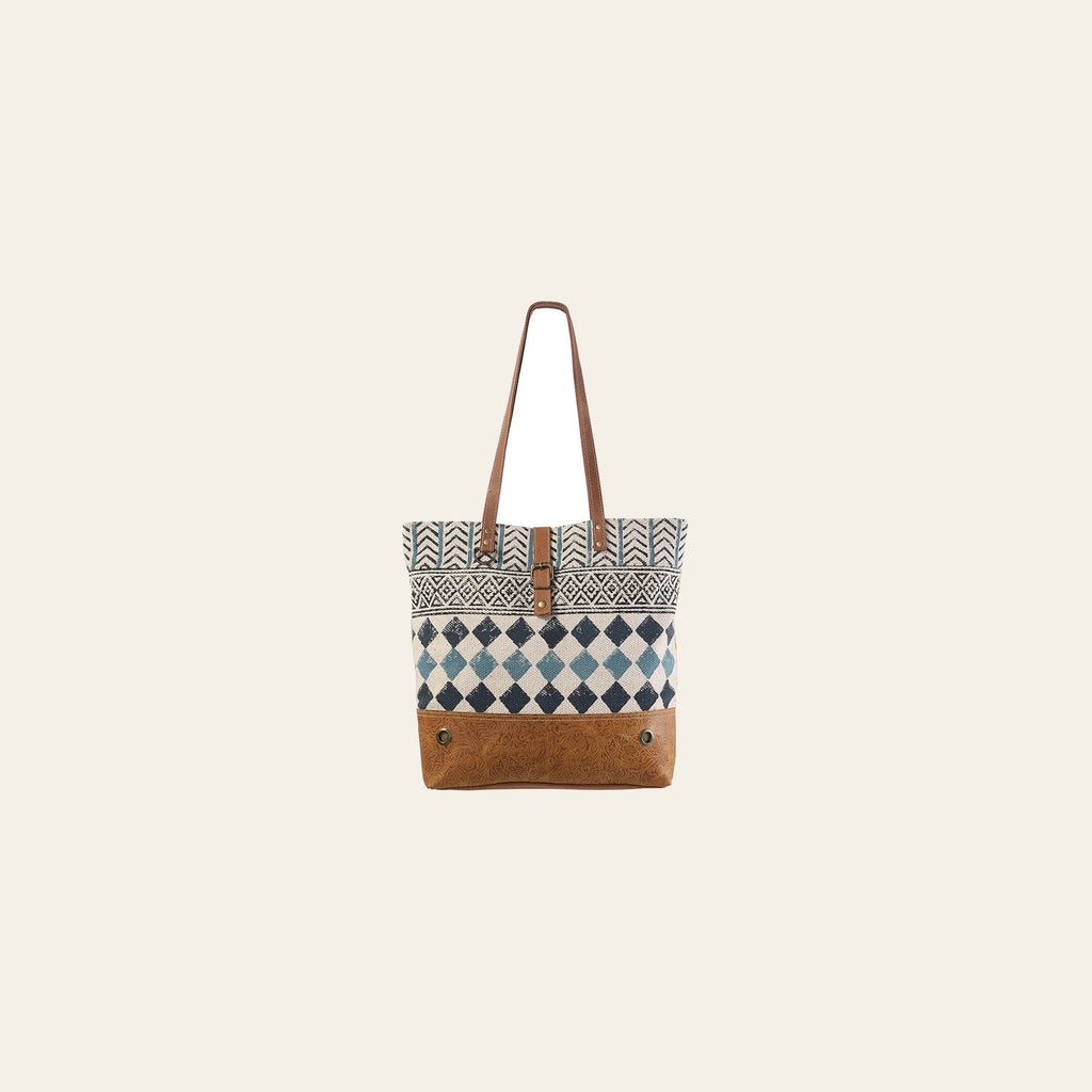 OHLAY KB239 TOTE Upcycled Wool Canvas Embossed Genuine Leather women bag western handbag purse