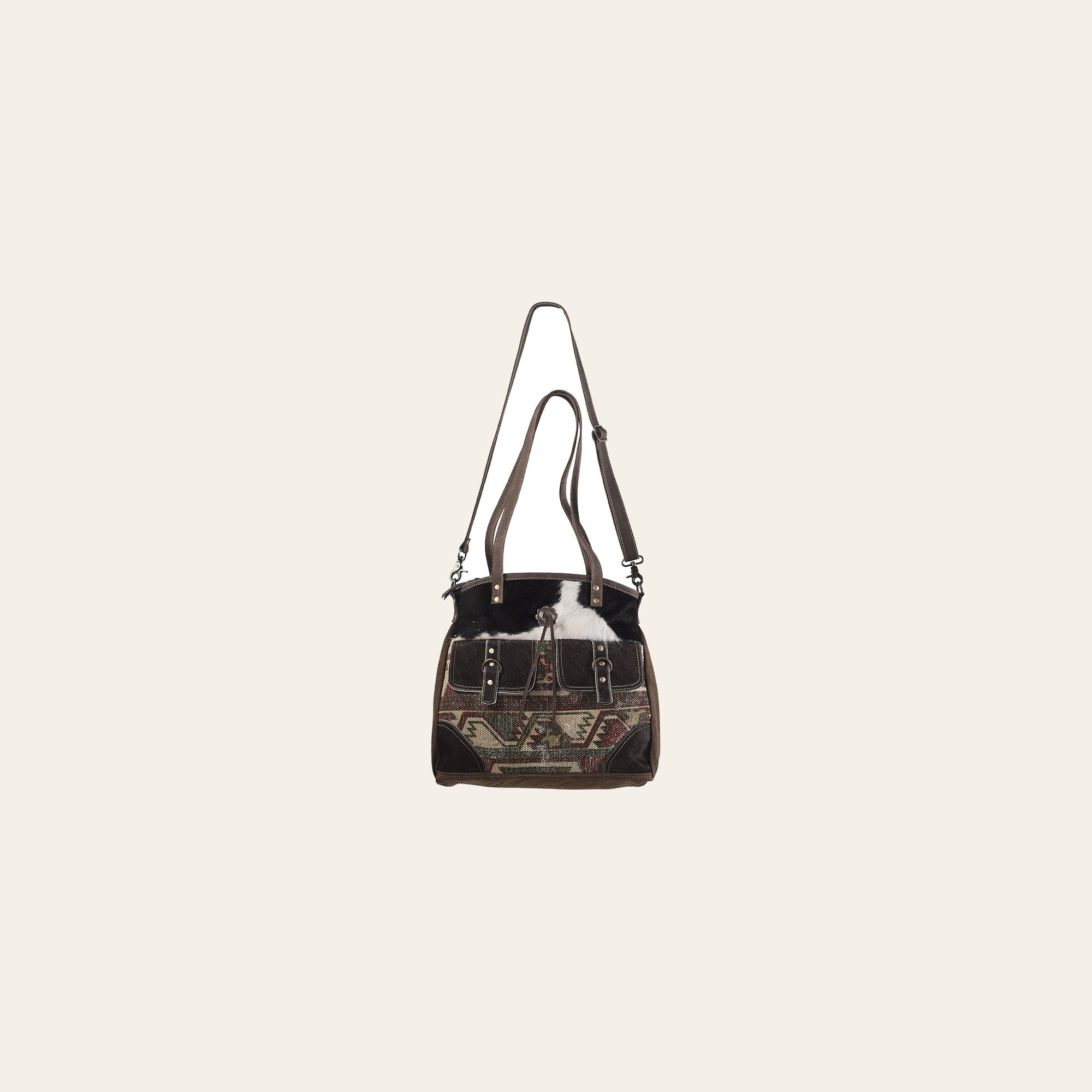 OHLAY KB251 TOTE Upcycled Wool Canvas Hair-on Genuine Leather women bag western handbag purse