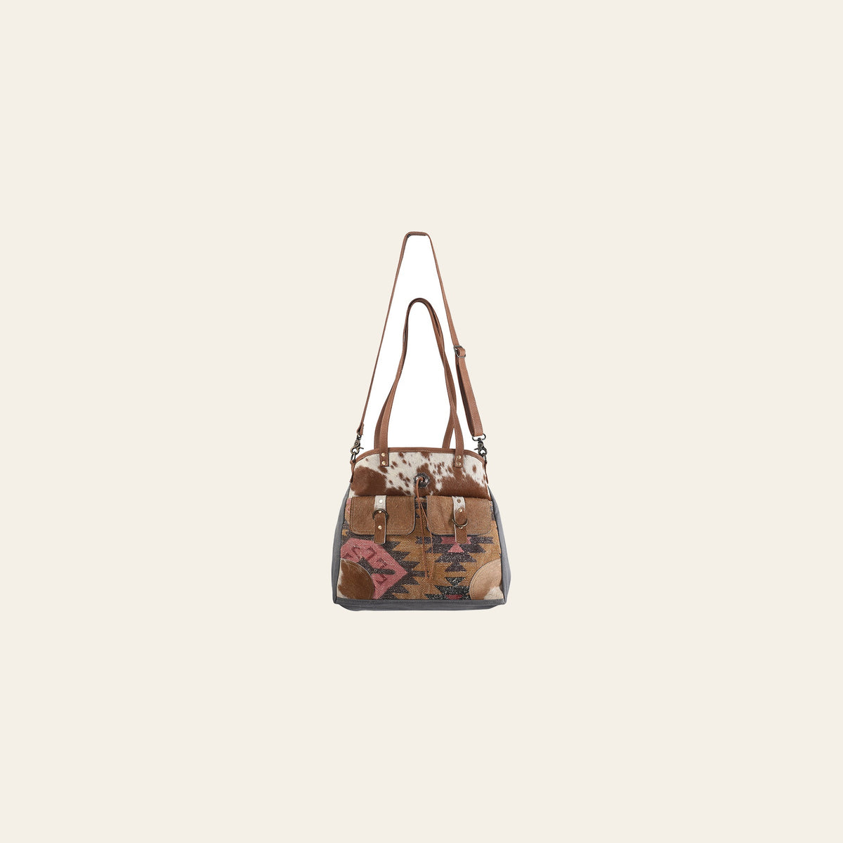 OHLAY KB252 TOTE Upcycled Wool Canvas Hair-on Genuine Leather women bag western handbag purse
