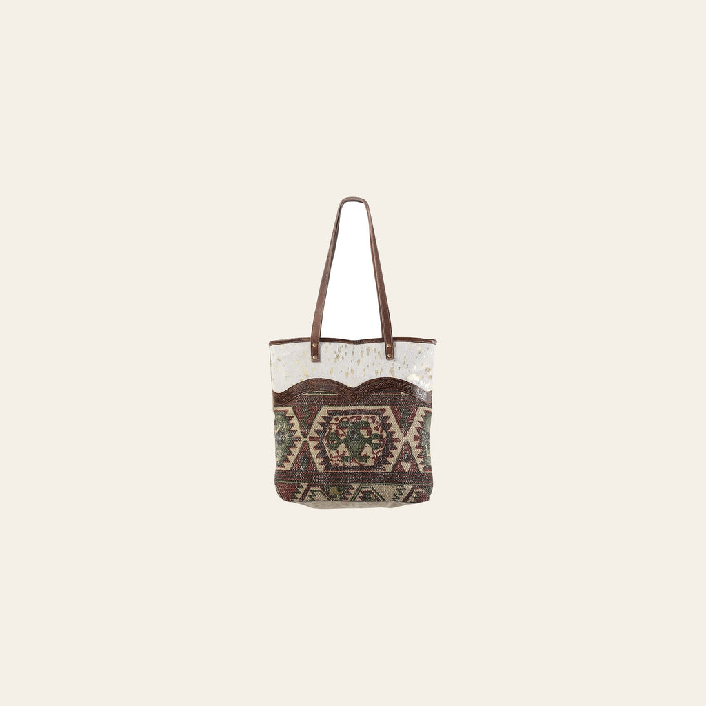 OHLAY KB283 TOTE Upcycled Wool Canvas Embossed Hair-on Genuine Leather women bag western handbag purse