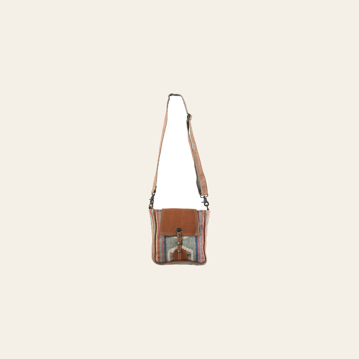 OHLAY Bucket Upcycled Wool Canvas Hair On Genuine Leather Women Bag Western Handbag Purse | Womens Handbags Belt for Summer