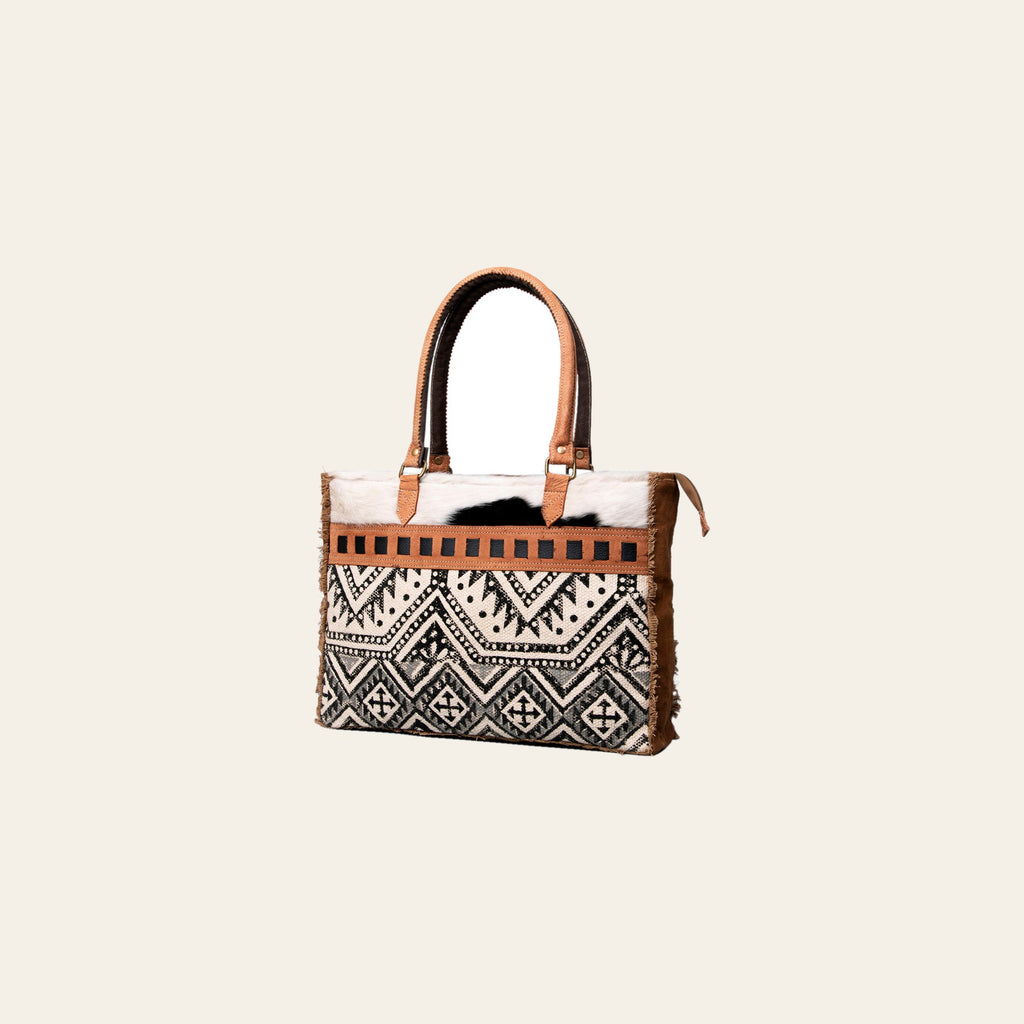OHLAY KB502 TOTE Upcycled Wool Canvas Hair-on Genuine Leather women bag western handbag purse