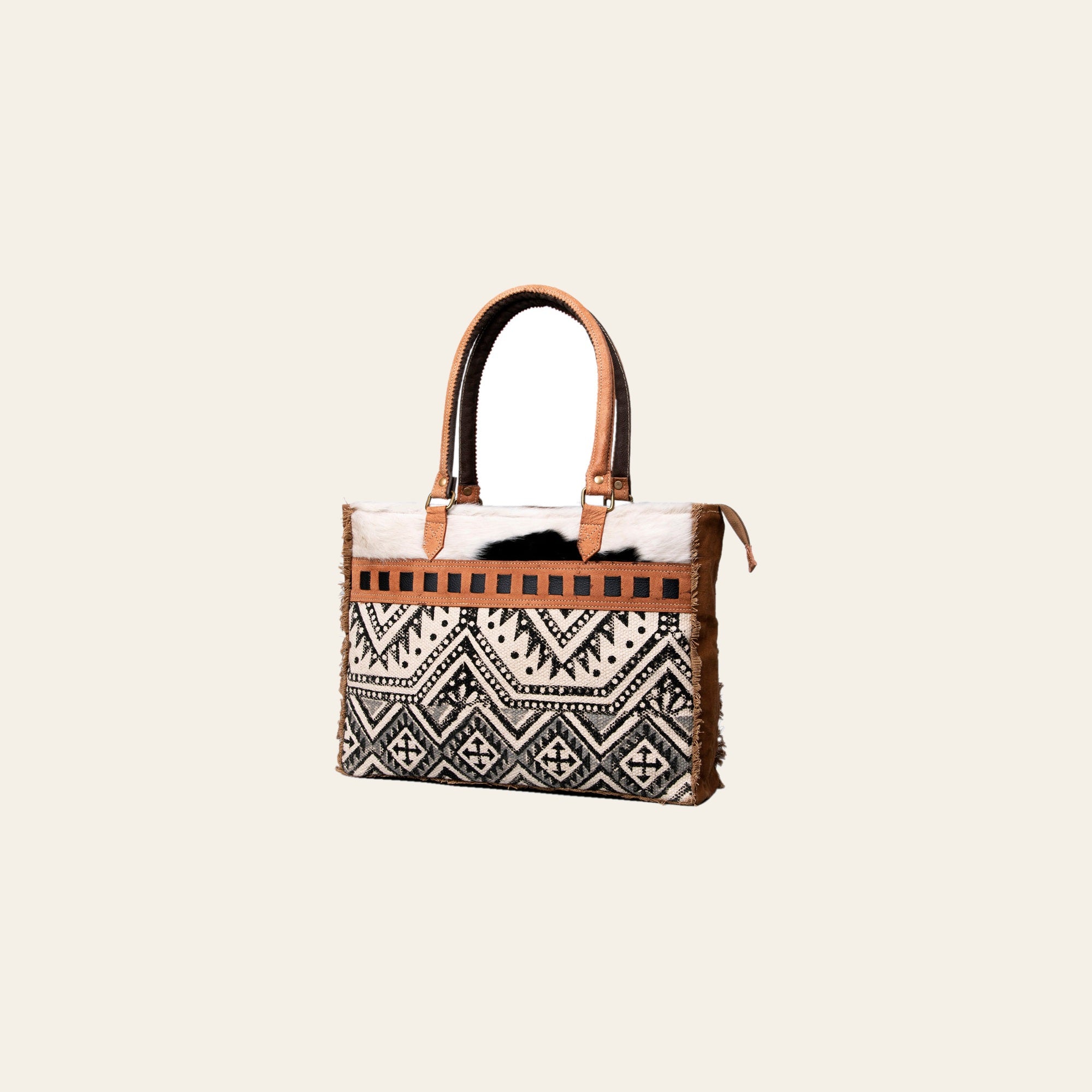 OHLAY KB502 TOTE Upcycled Wool Canvas Hair-on Genuine Leather women bag western handbag purse