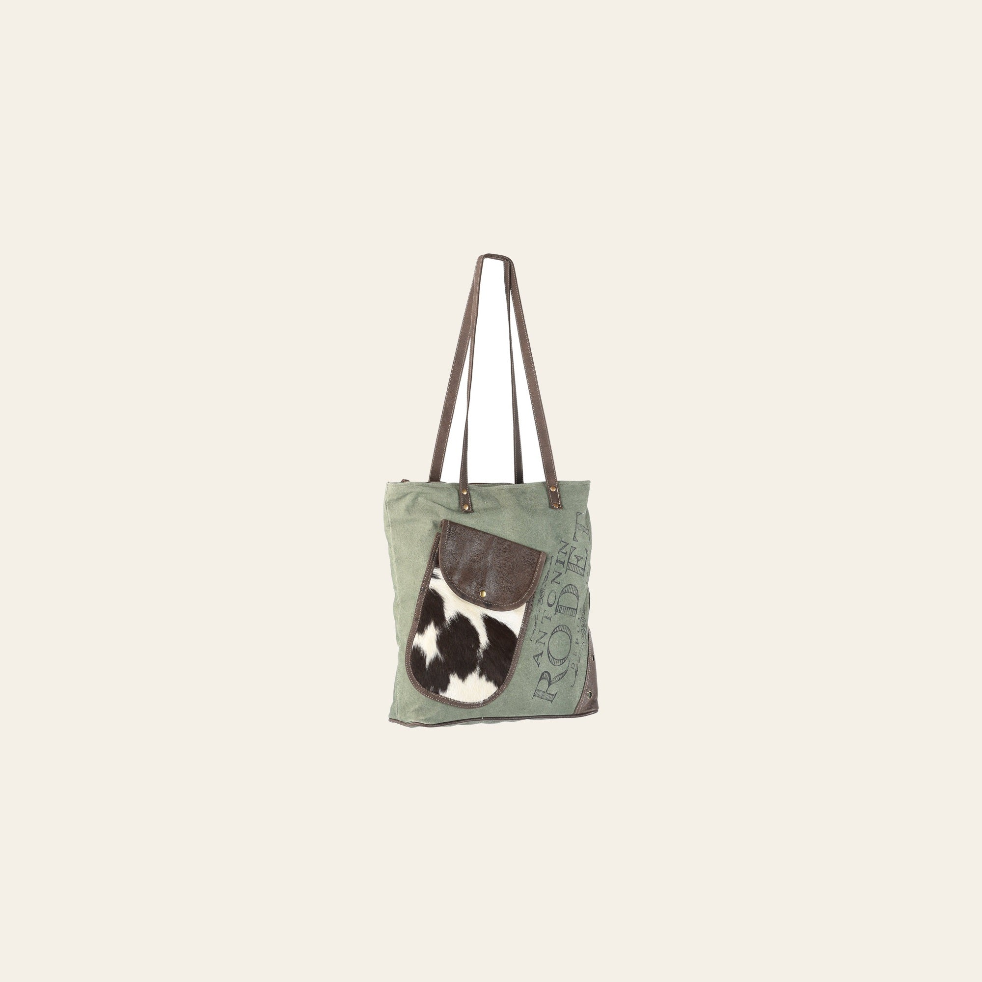 OHLAY KB570 TOTE Upcycled Canvas Hair-on Genuine Leather women bag western handbag purse