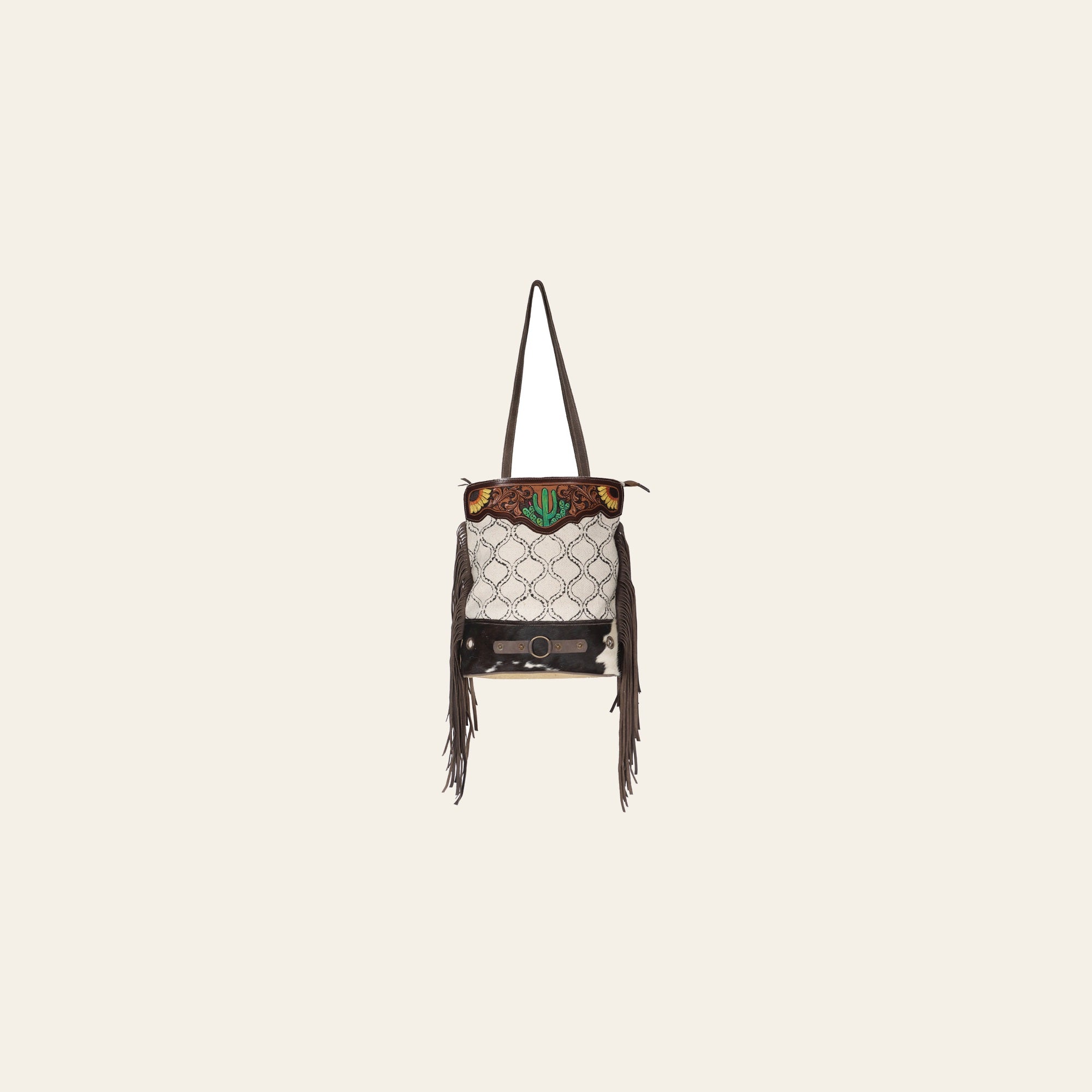OHLAY KB627 TOTE Hand Tooled Upcycled Wool Canvas Hair-on Genuine Leather women bag western handbag purse
