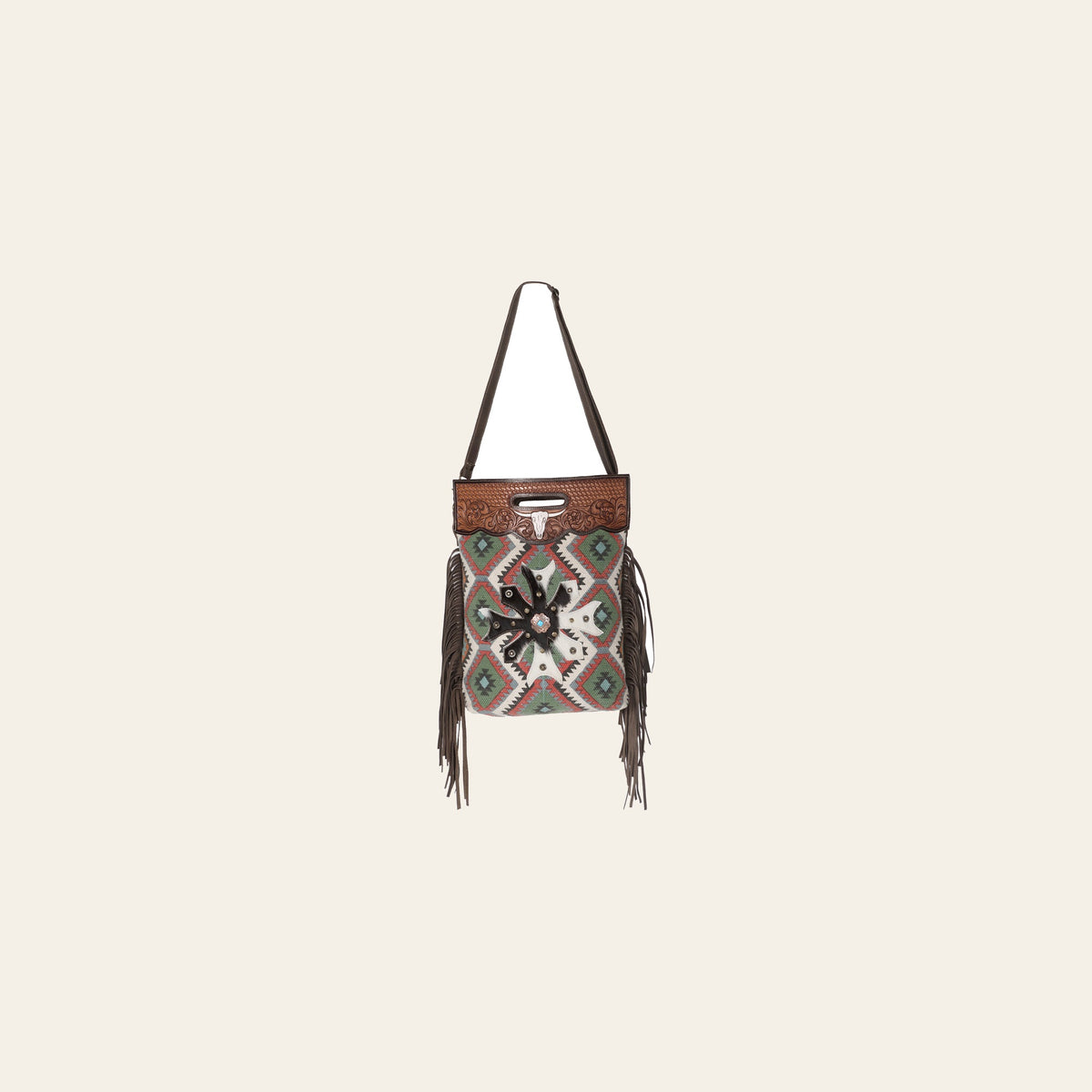 OHLAY KB630 TOTE Hand Tooled Upcycled Canvas Hair-on Genuine Leather women bag western handbag purse