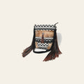 OHLAY Large Crossbody Hair On Upcycled Canvas Genuine Leather Women Bag Western Handbag Purse
