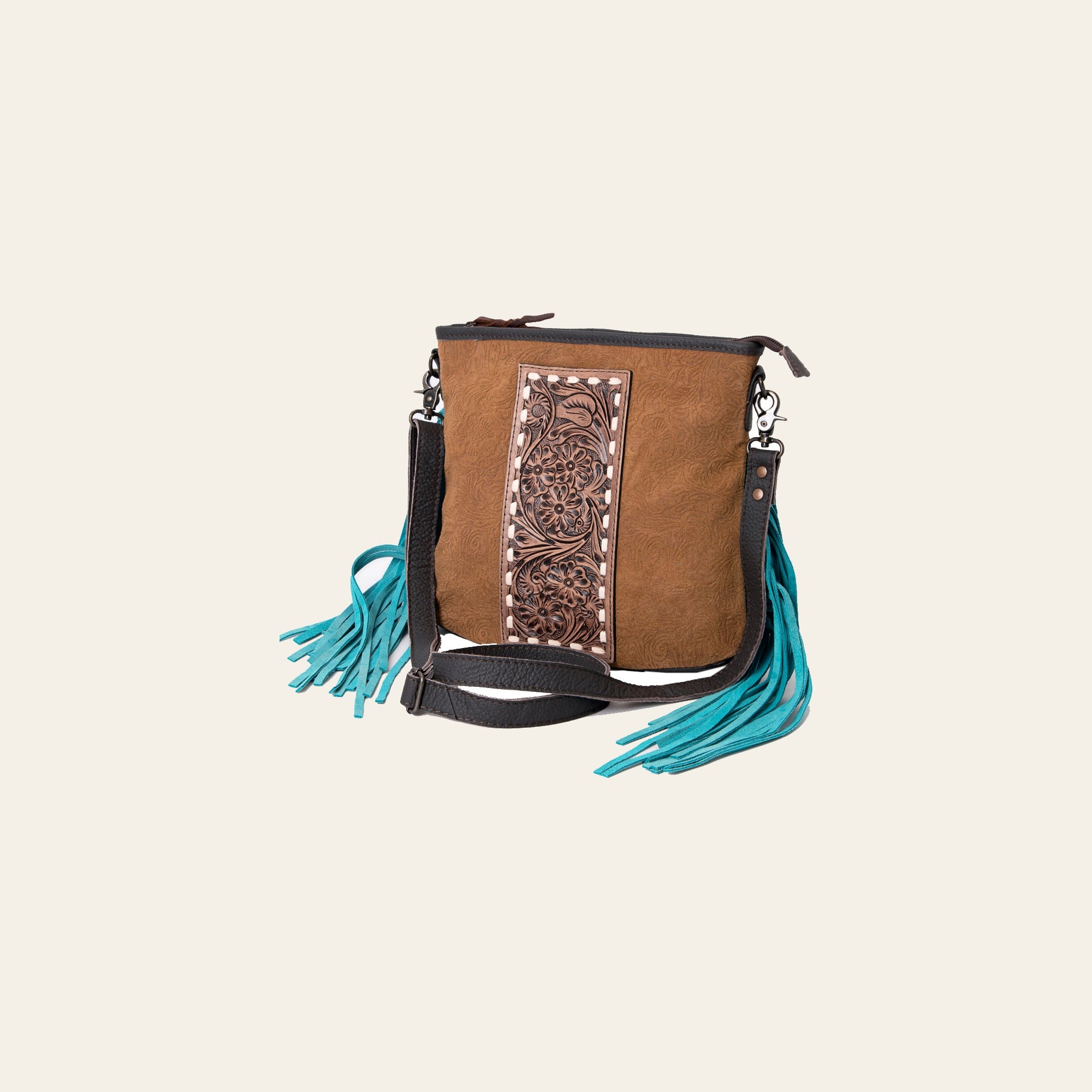 OHLAY Large Crossbody Hand Tooled Embossed Genuine Leather Women Bag Western Handbag Purse | Womens Handbags Belt for Summer
