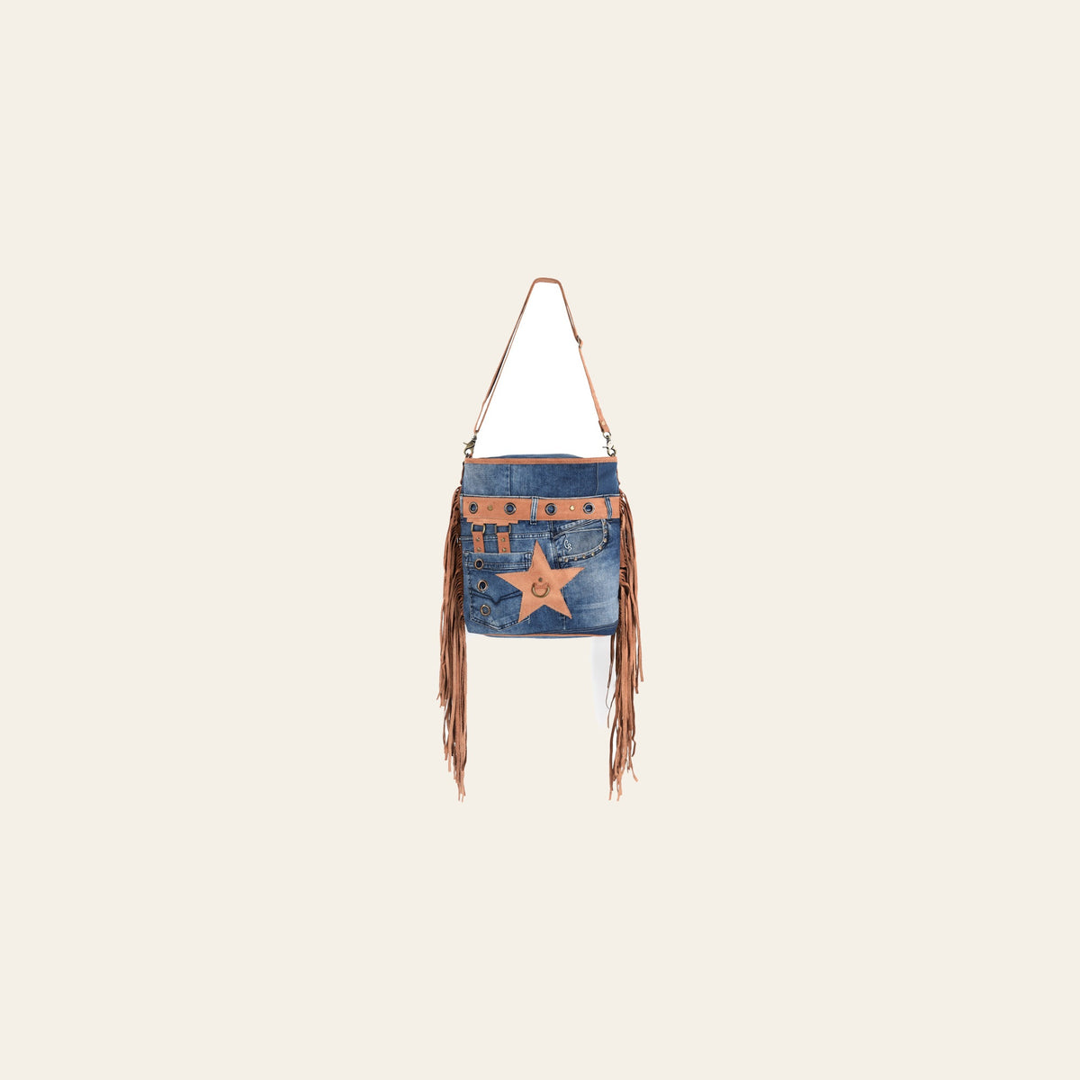 OHLAY Large Crossbody 100% Cotton Demin Genuine Leather Women Bag Western Handbag Purse | Womens Handbags Belt for Summer