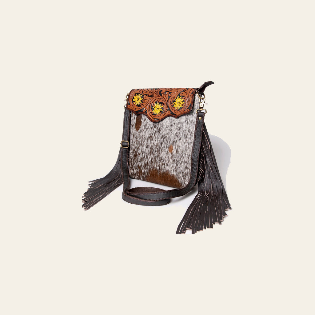 OHLAY Messenger Hand Tooled Hair-On Genuine Leather Women Bag Western Handbag Purse | Womens Handbags Belt for Summer
